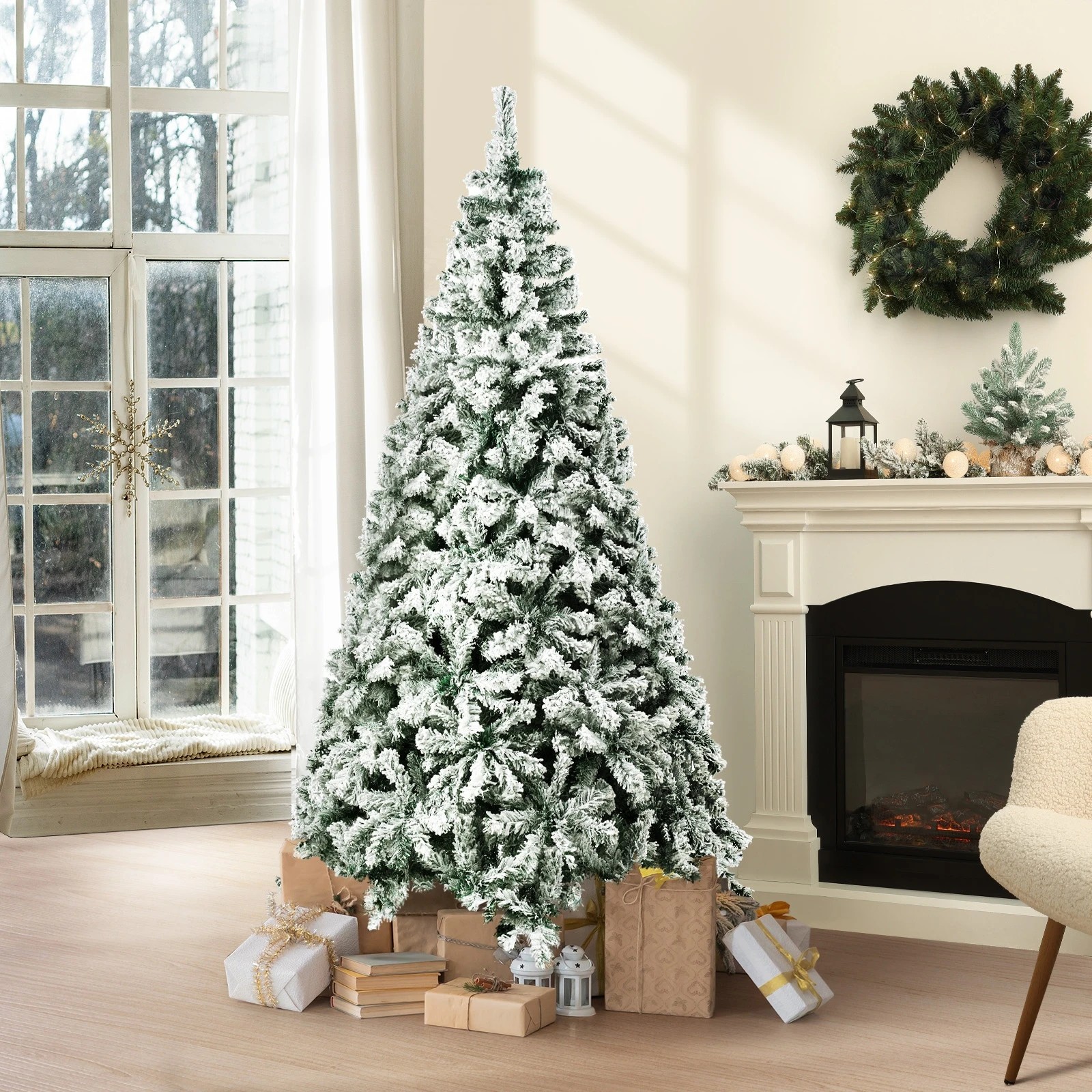 2 Tinseltown Christmas Tree 1.8M 6FT Xmas Trees Decor Snow Flocked 600 Tips - White, 2 of 8