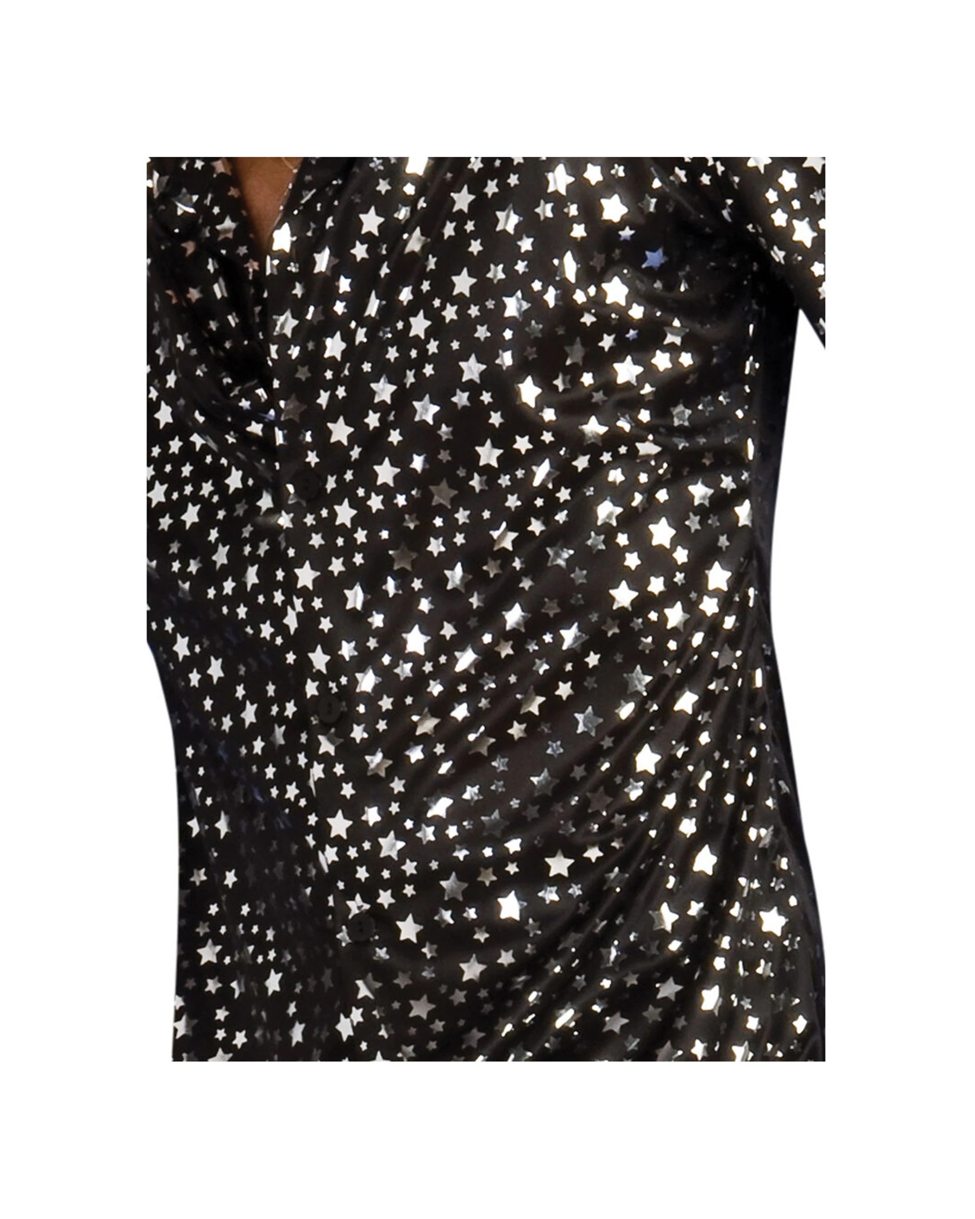 3 Rubies Disco Shirt Adult Mens Dress Up Costume Size L - Black, 3 of 3