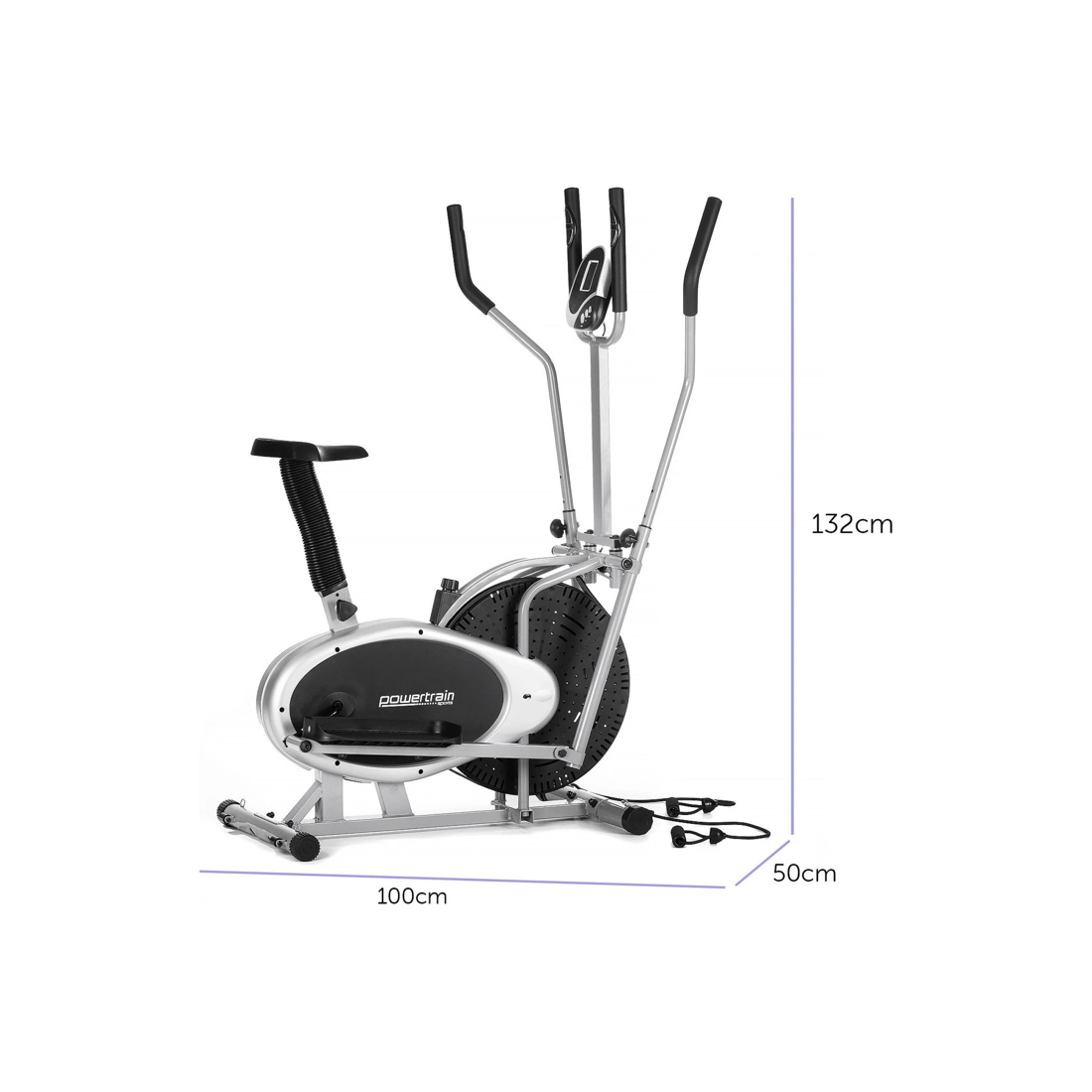 2 Powertrain 3-in-1 Elliptical Cross Trainer Exercise Bike Resistance Bands Cardio, 2 of 10