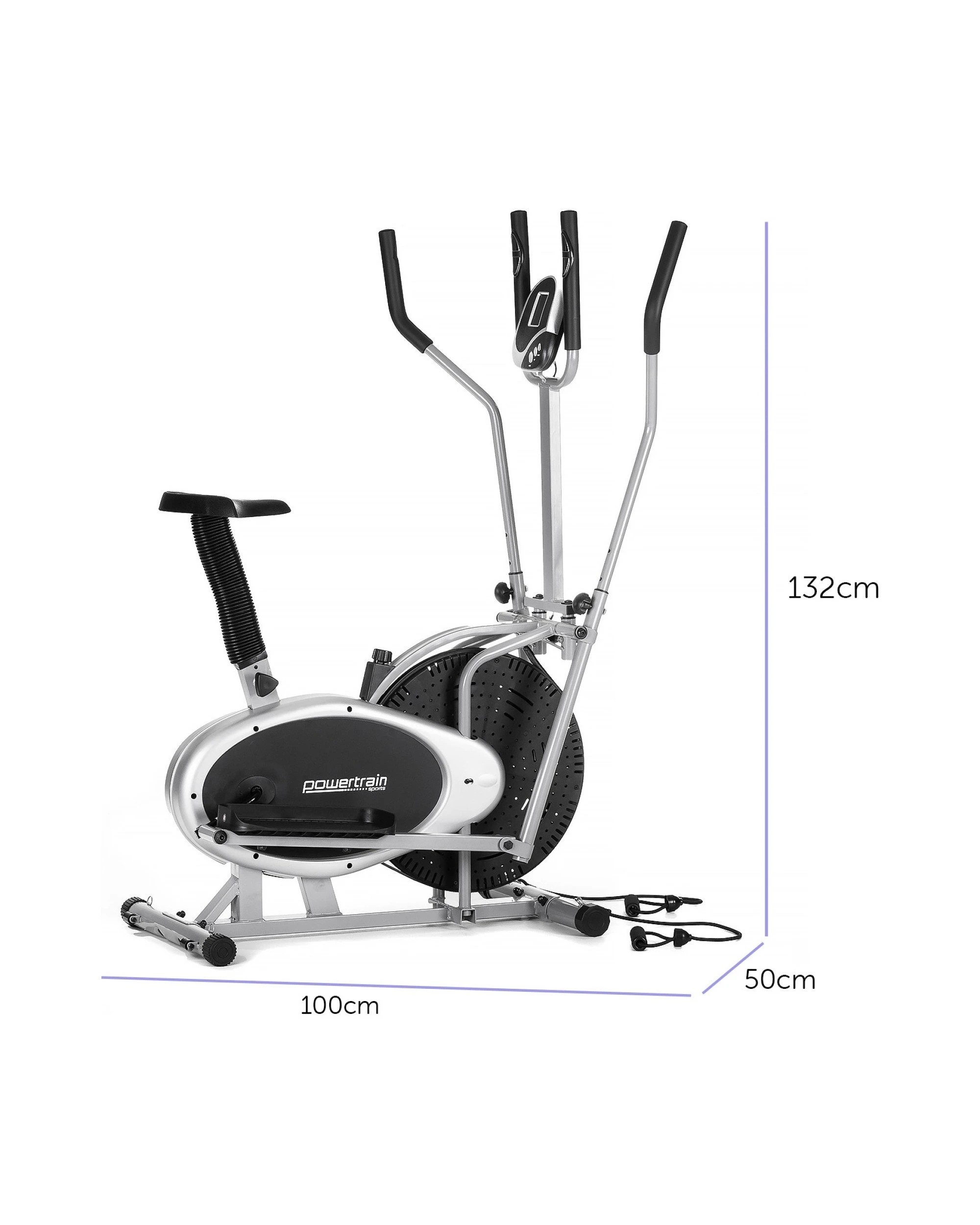 2 Powertrain 3-in-1 Elliptical Cross Trainer Exercise Bike Resistance Bands Cardio, 2 of 10