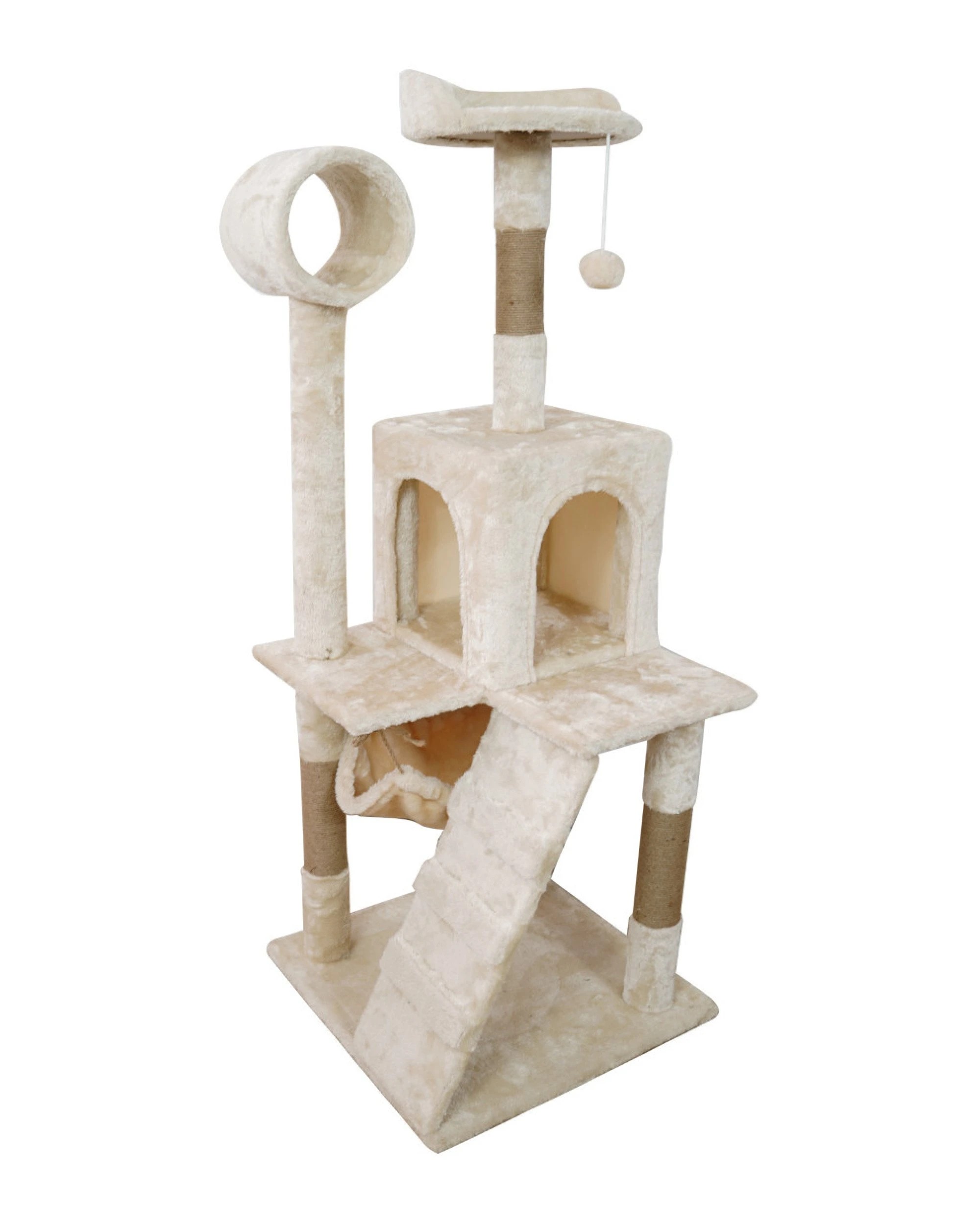 1 Furtastic 135cm Cat Tree Scratching Post - Beige, 1 of 4