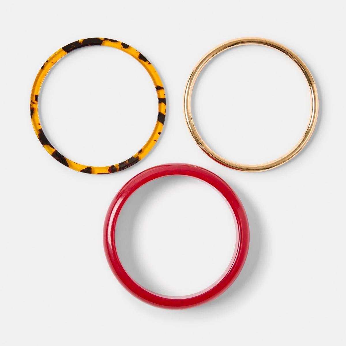 1 3 Pack Acrylic Bangles Red, 1 of 5