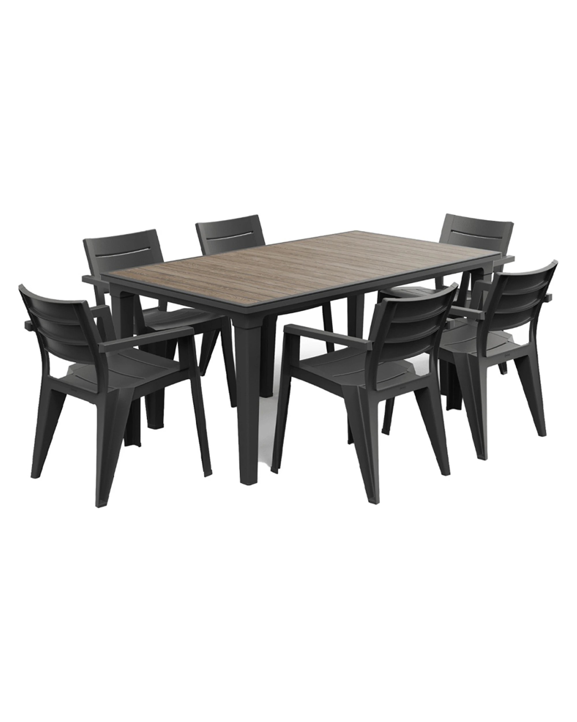 Keter Futura Deco Julie Dining Table Set With 6 Chairs Ashwood - Multi ...