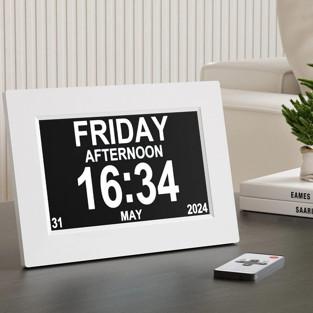 3 Artiss 8" Digital Day Clock Calendar Alarm - White, 3 of 4