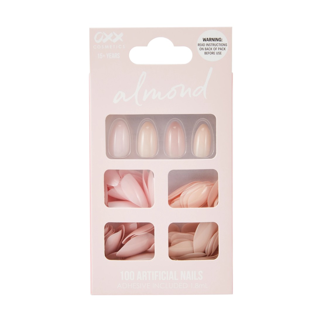 1 OXX Cosmetics 100 Pack Artificial Nails with Adhesive - Almond Shape, Jelly, 1 of 4