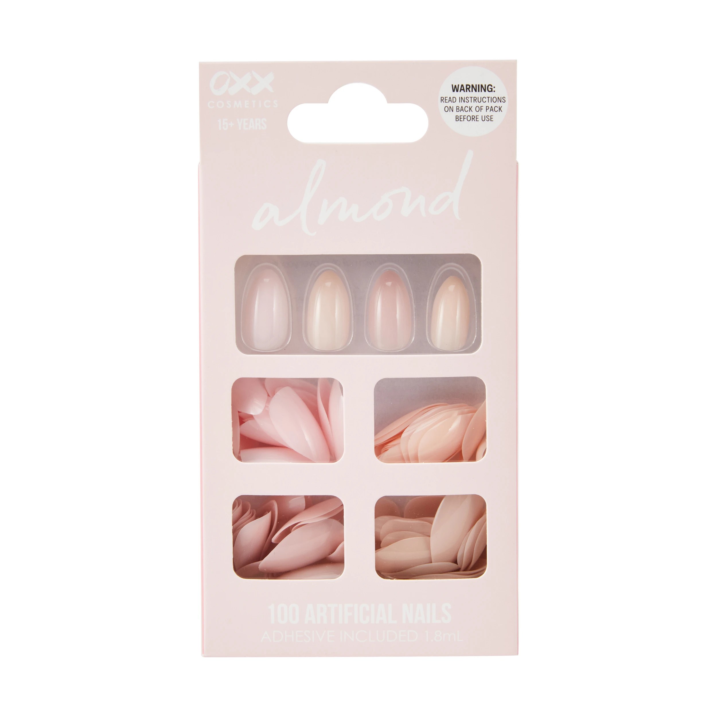 1 OXX Cosmetics 100 Pack Artificial Nails with Adhesive - Almond Shape, Jelly, 1 of 4