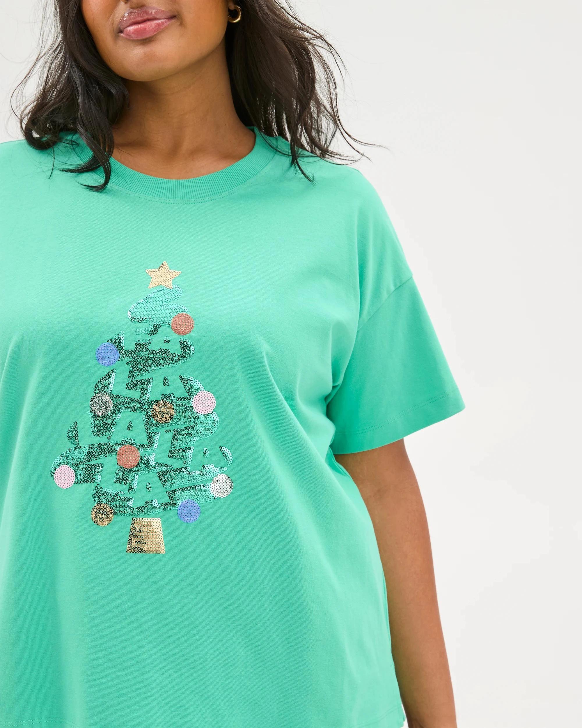 5 Target Plus Size Australian Cotton Christmas T-shirt GREEN FALALALA, 5 of 10