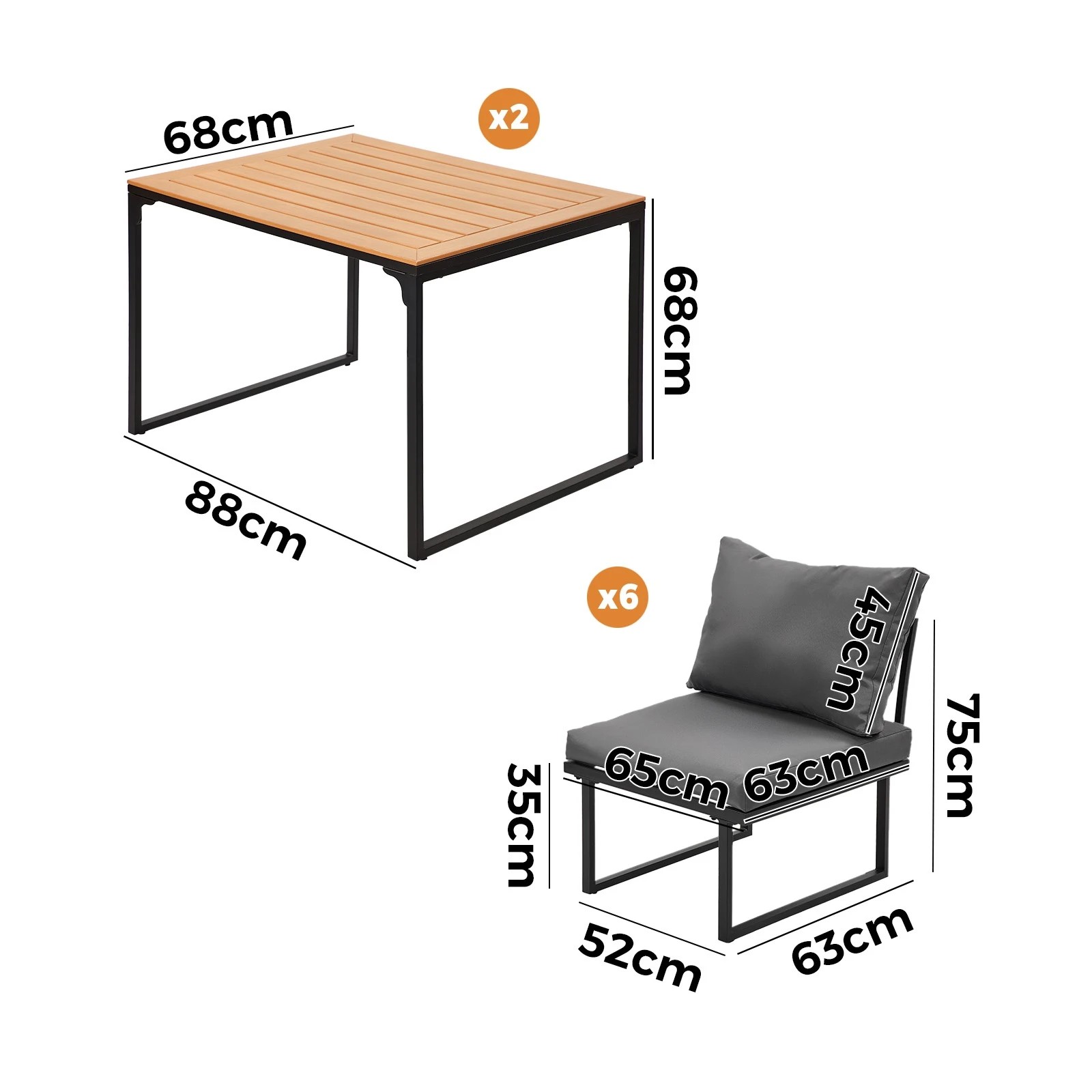 2 Livsip 6 Seater Outdoor Dining Sofa Set Lounge Furniture with Cushions - Multi, 2 of 8