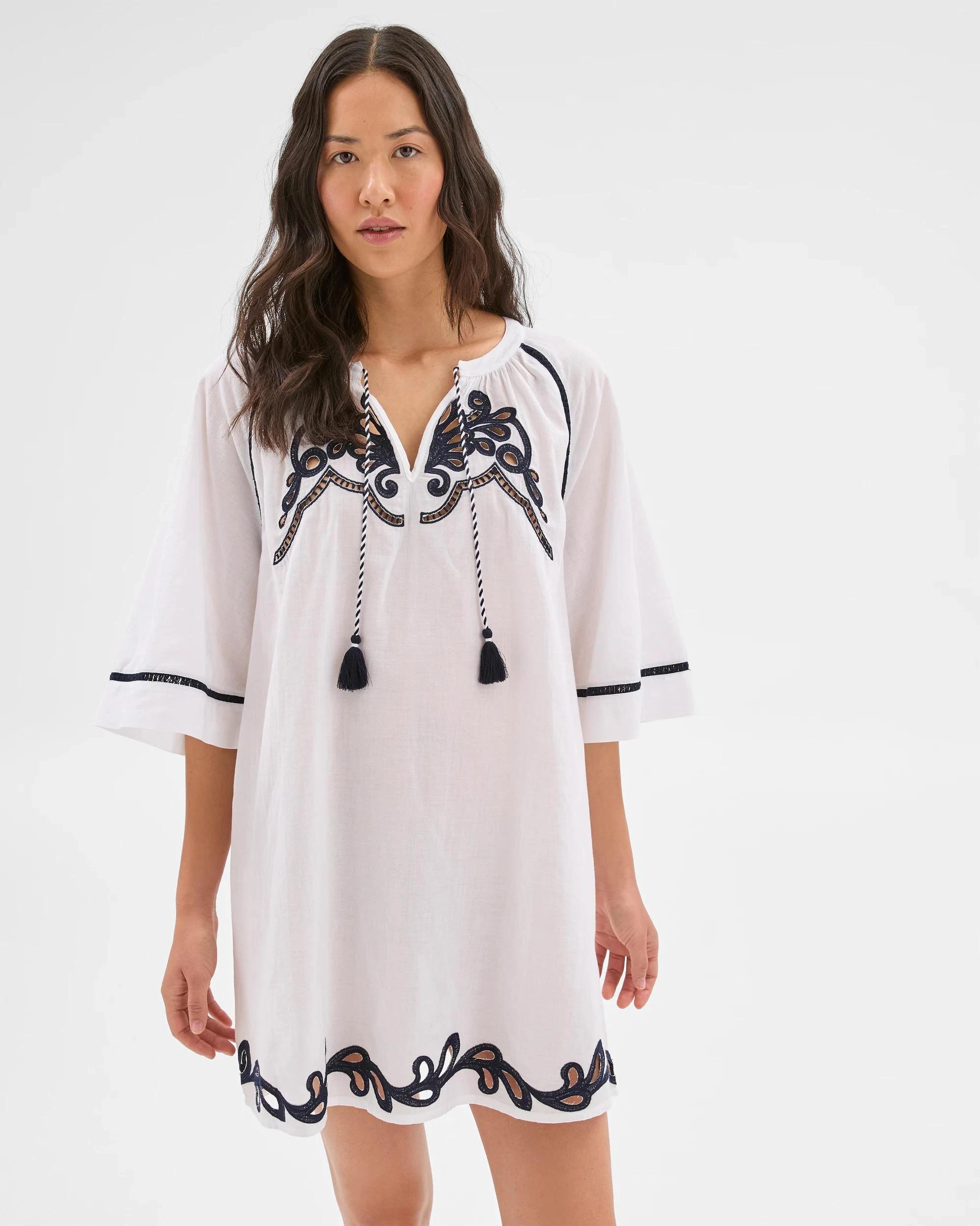 3 Target Resort Embroidered Shift Mini Dress WHITE, 3 of 7