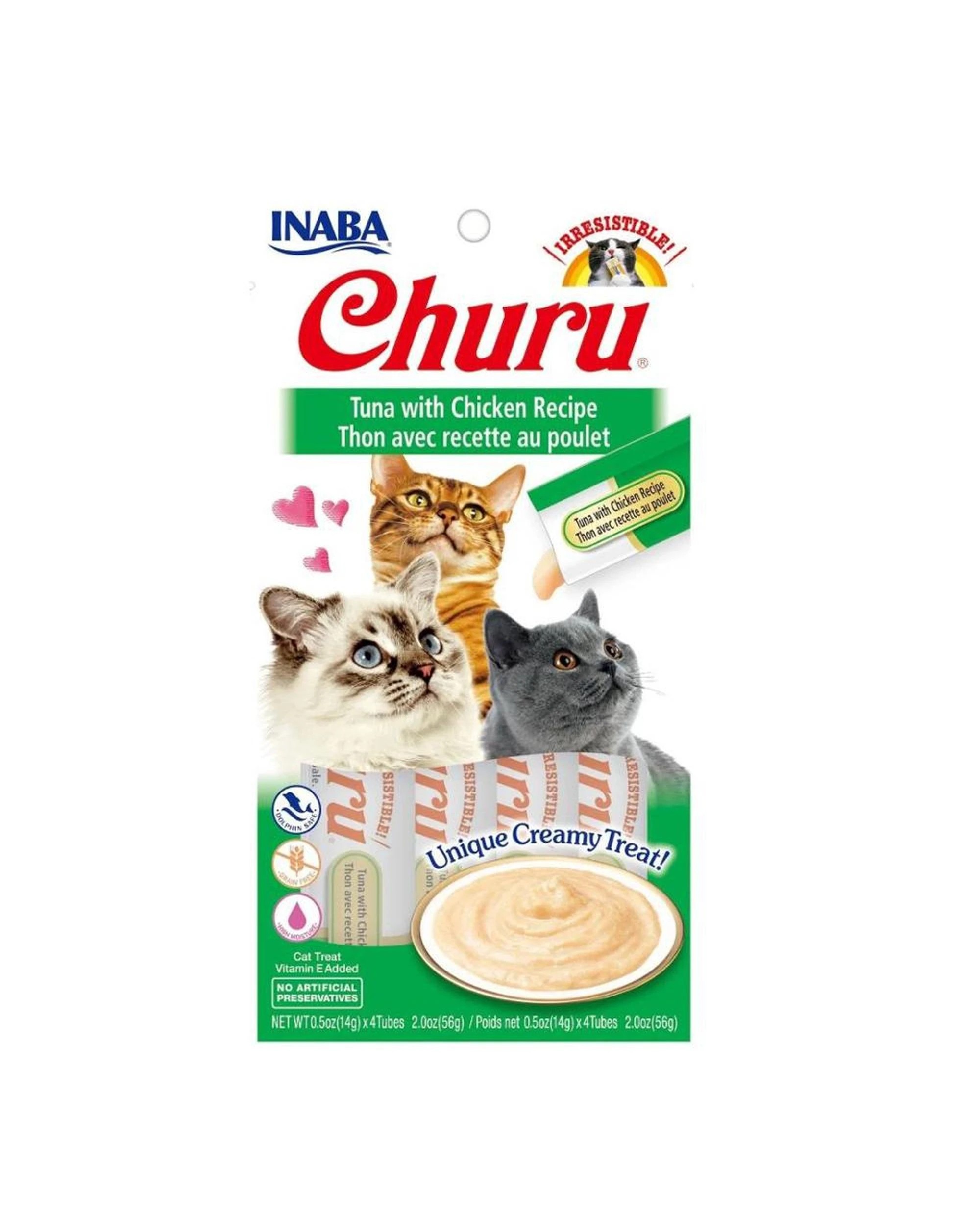 1 Inaba Churu Creamy Cat Treat Tuna w/ Chicken 6 x 56g, 1 of 2