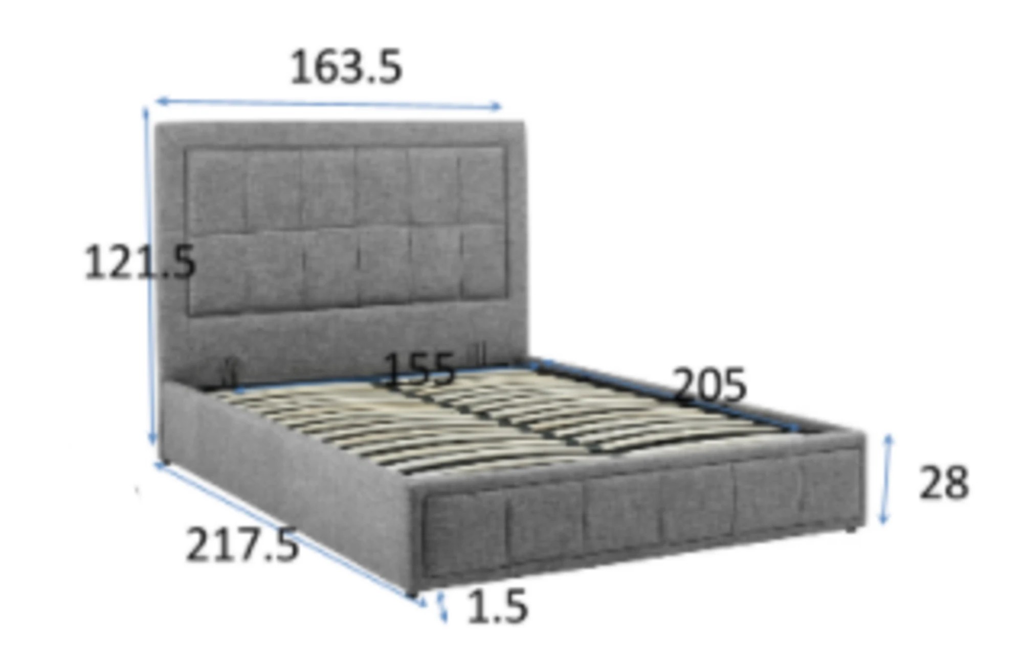 5 Foret Bed Frame Queen Gas Lift Storage Base Bedroom Furniture Fabric Gray Grey - One Size, 5 of 5