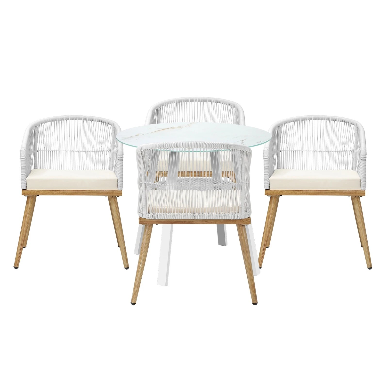 4 Livsip 5pcs Outdoor Dining Setting Table W/ Storage Shelf Patio Furniture Set
 - Multi, 4 of 7