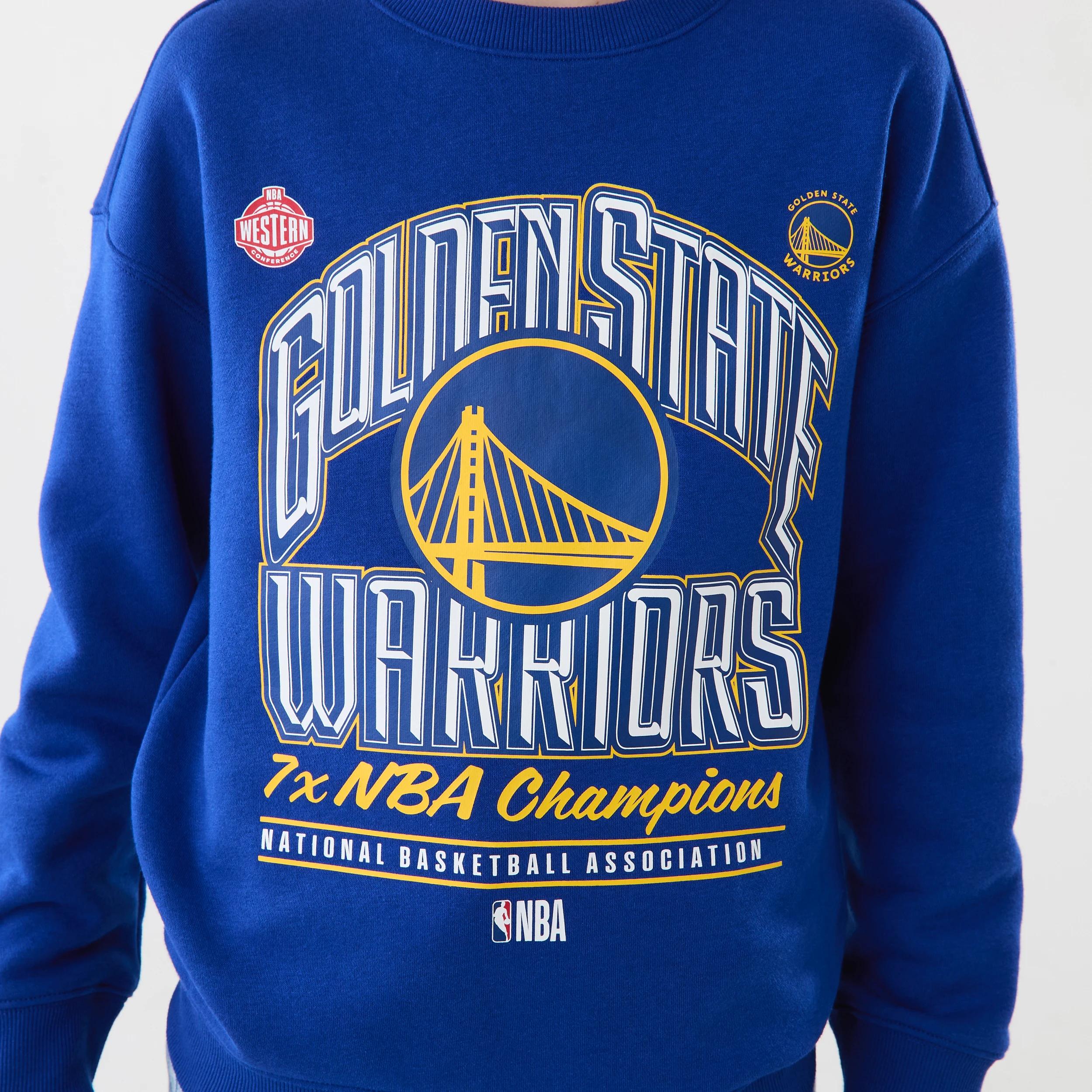 4 Official NBA Kids Fleece Crew Neck Top BLUE WARRIORS, 4 of 6