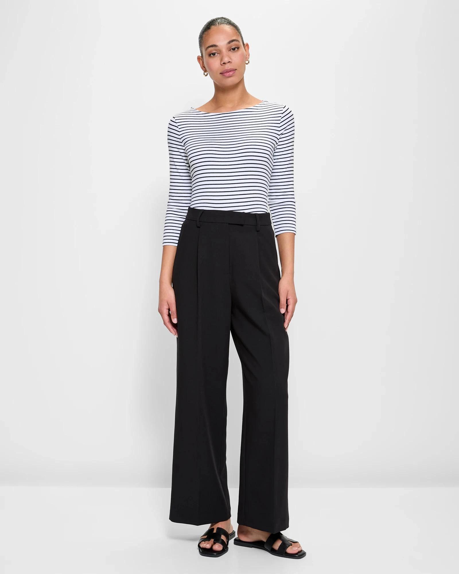 2 Preview Isabel Boat Neck Top WHITE / BLACK STRIPE, 2 of 5