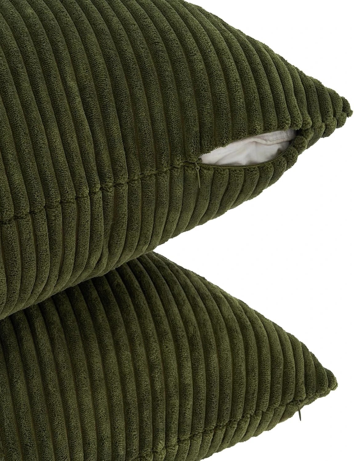 2 Gioia Casa 2-Pack Corduroy Cushion Covers Windmill Pattern 30x50cm - Olive Green, 2 of 4