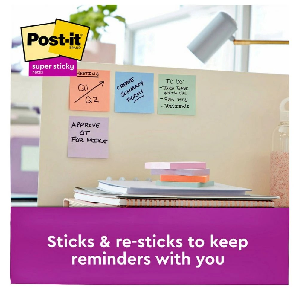 3 Post-it Super Sticky Notes 76x76mm Assorted 15 Pack, 3 of 9