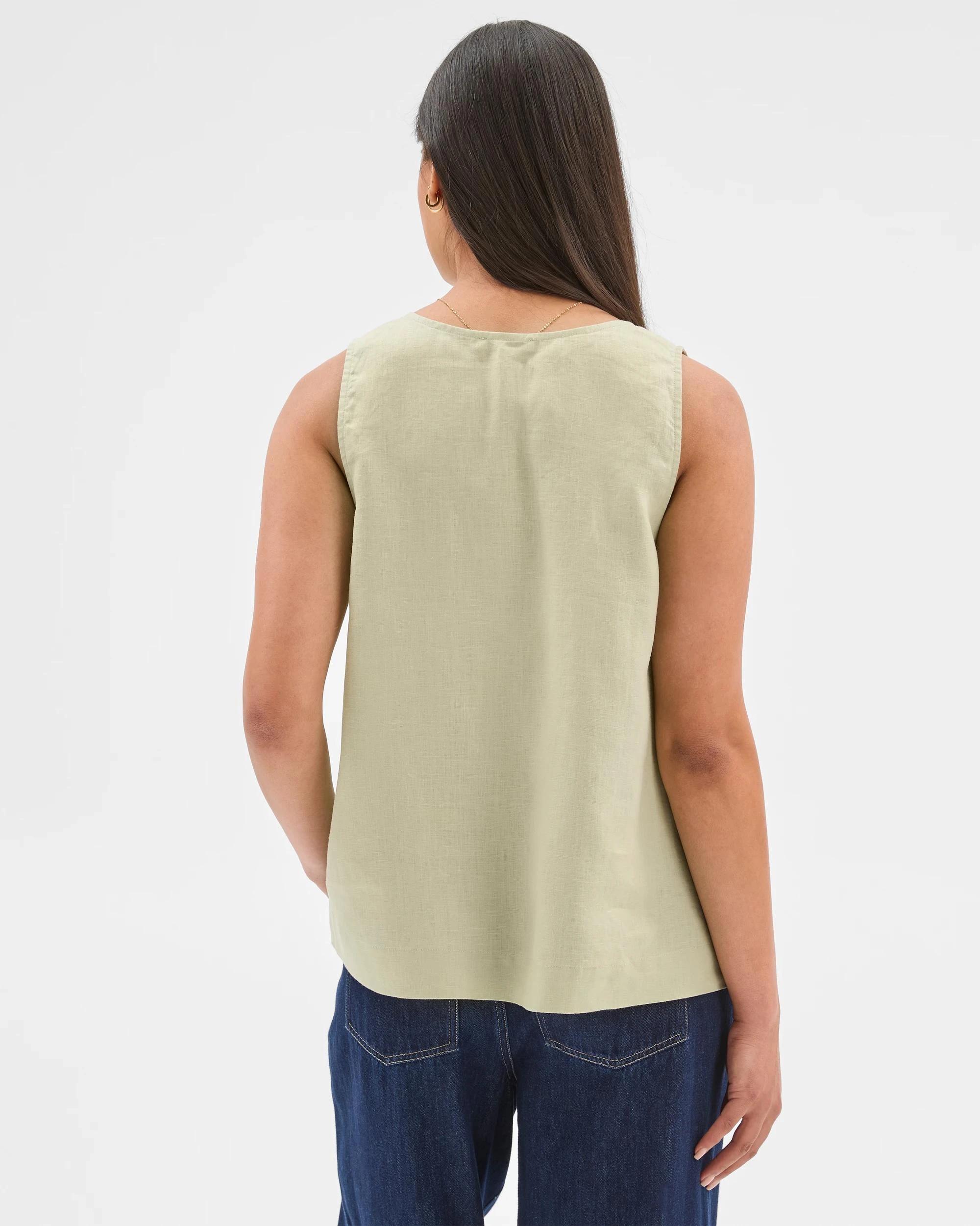 7 Target European Linen Button Front Tank Top ALOE, 7 of 7