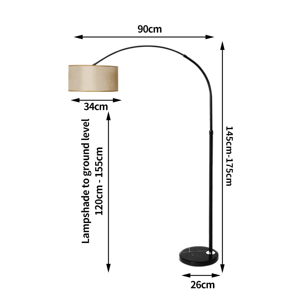 3 220V 60W Iron+Marble+Cloth Floor Lamp Black Stand Grey Lamp, 3 of 6