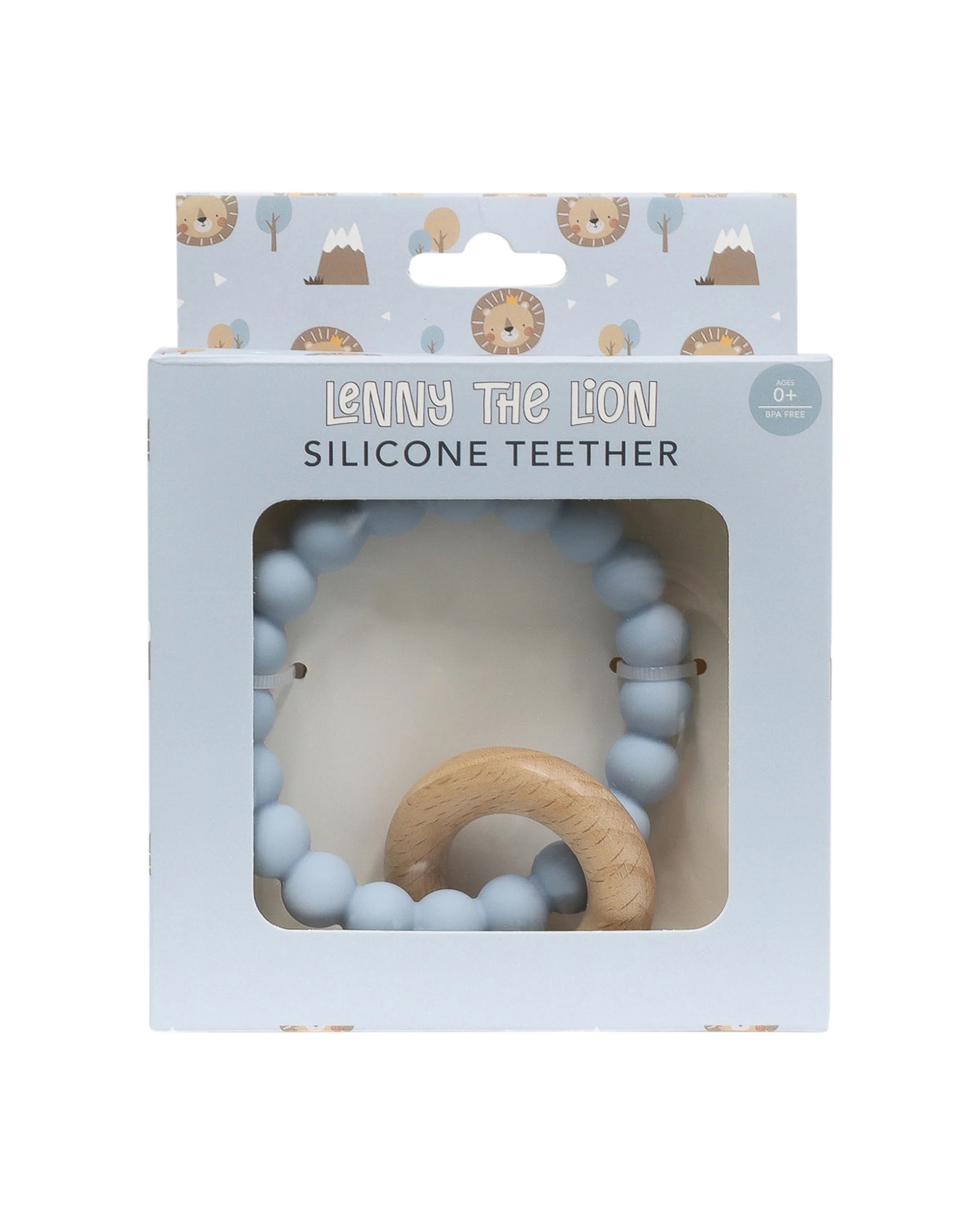 2 Splosh Baby Lion Food Grade Silicone Teether Beech Wood 0 Years And Up - Blue, 2 of 3