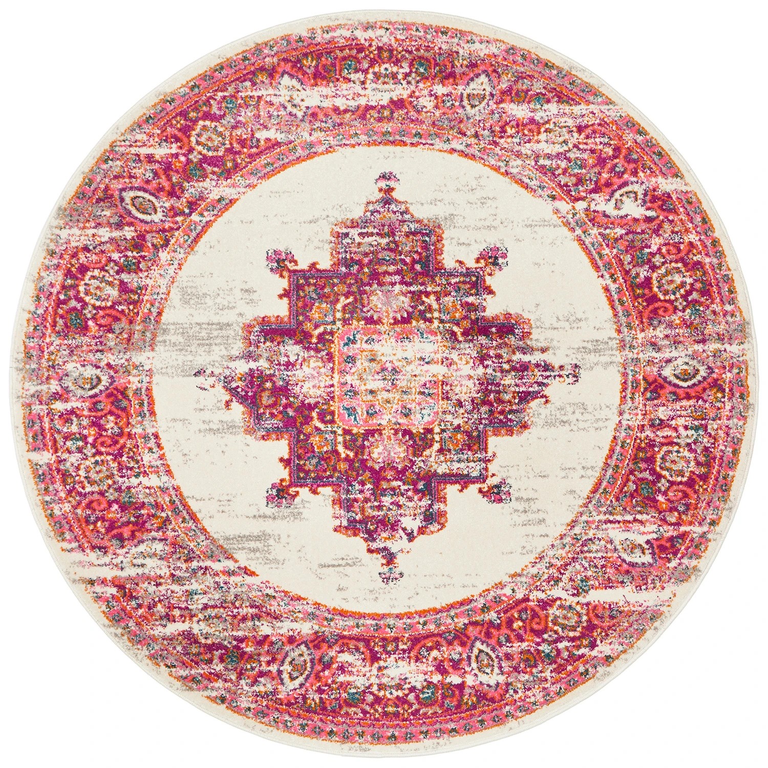 1 Common Ground Rugs Atlas 211 240x240cm Round - Large Pet Friendly Rug - Pink, 1 of 7