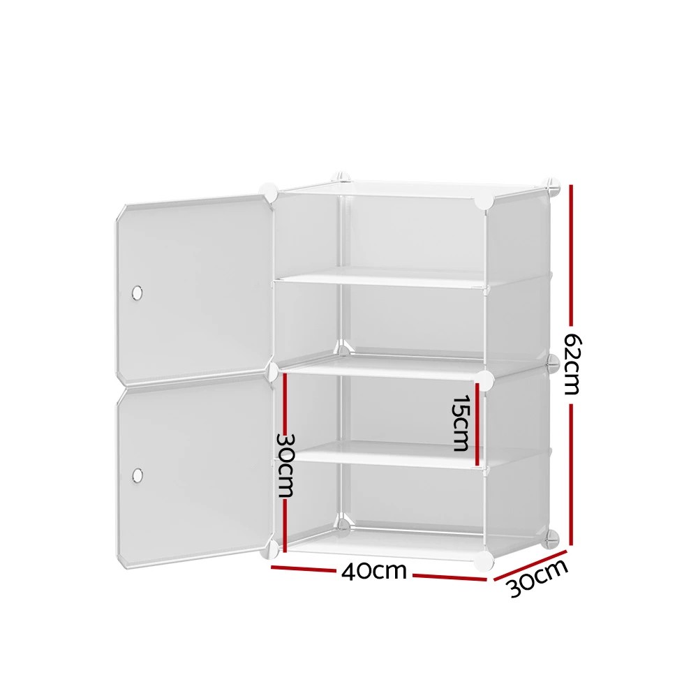 3 Artiss Shoe Rack DIY Set of 2 Storage Cube Stackable - White, 3 of 4