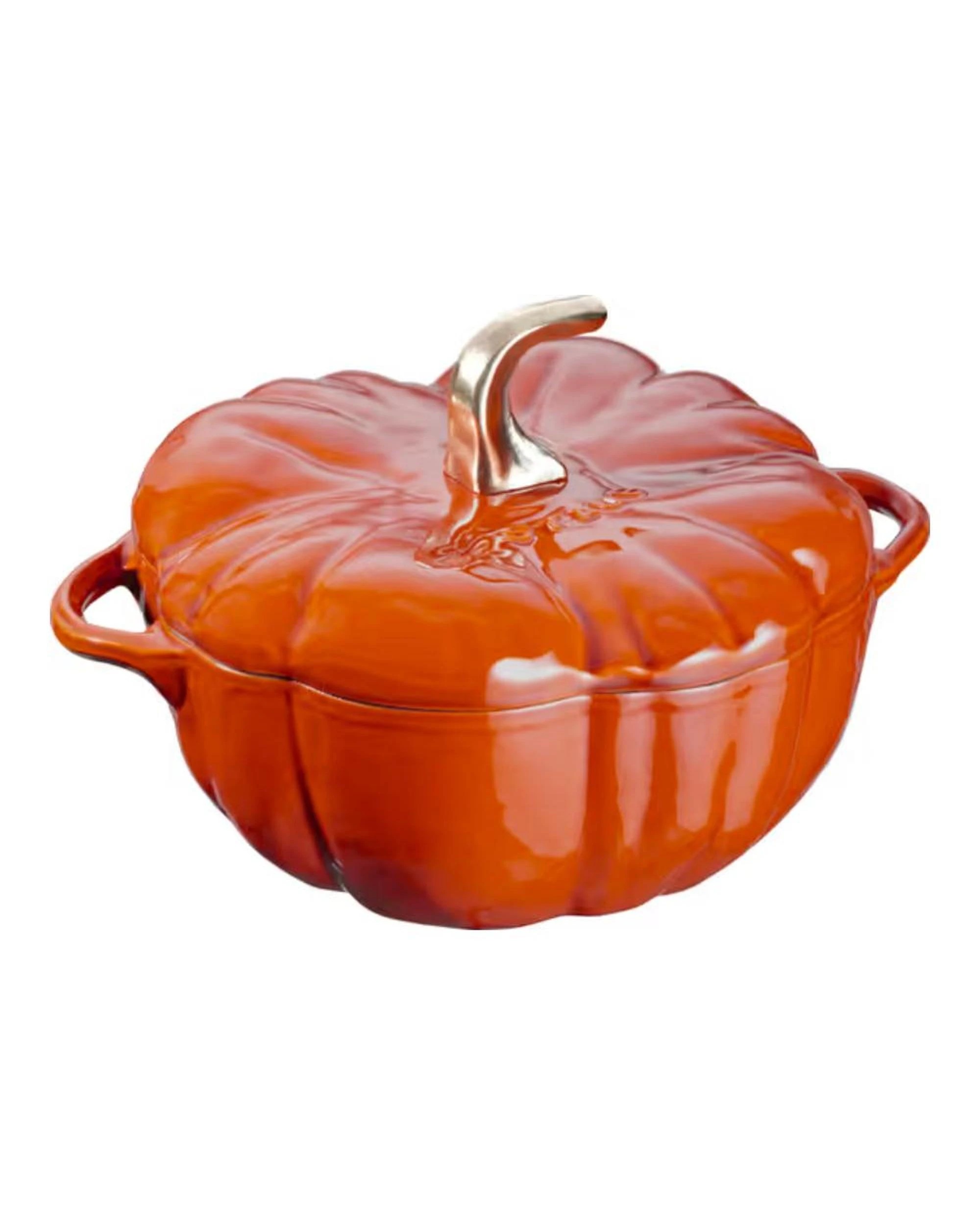 1 Staub Enamelled Cast Iron Pumpkin Cocotte 24cm  3.45L  Cinnamon - Orange, 1 of 7