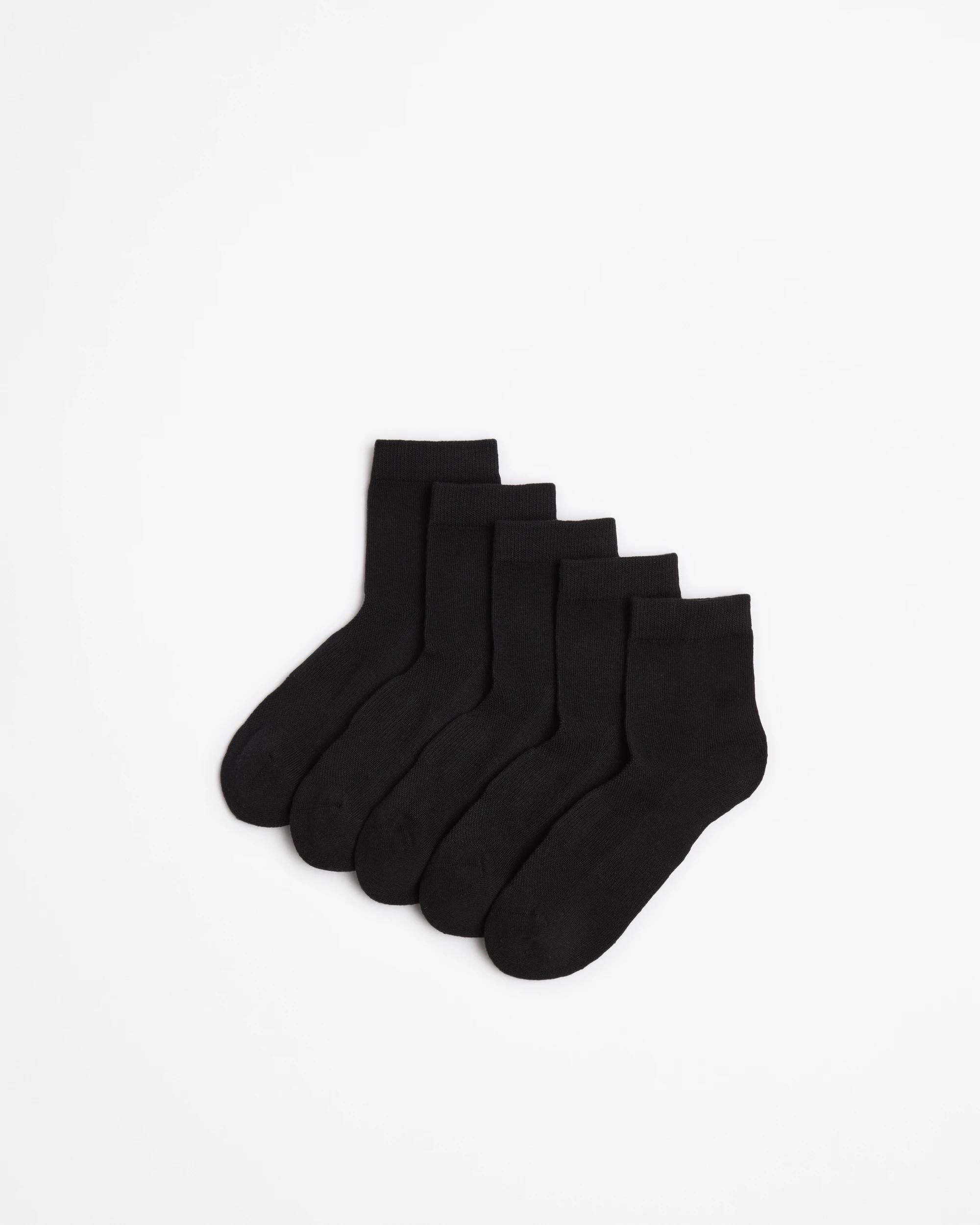 1 Target Womens Australian Cotton Blend Quarter Crew Socks 5 Pack BLACK, 1 of 3