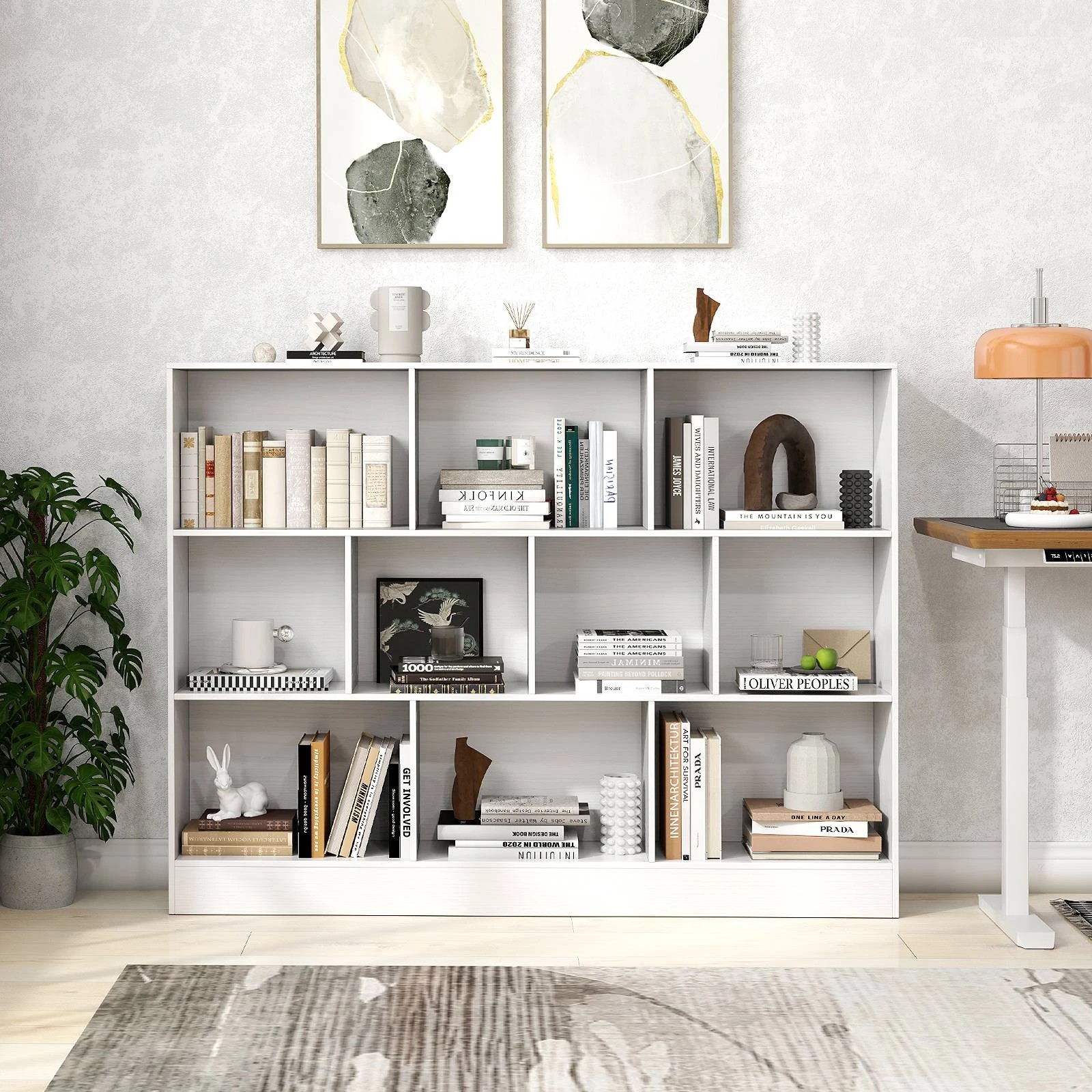 3 Costway 3-Tier Bookshelf Storage 10-Cube Open Storage Wooden Display Shelf - White, 3 of 4