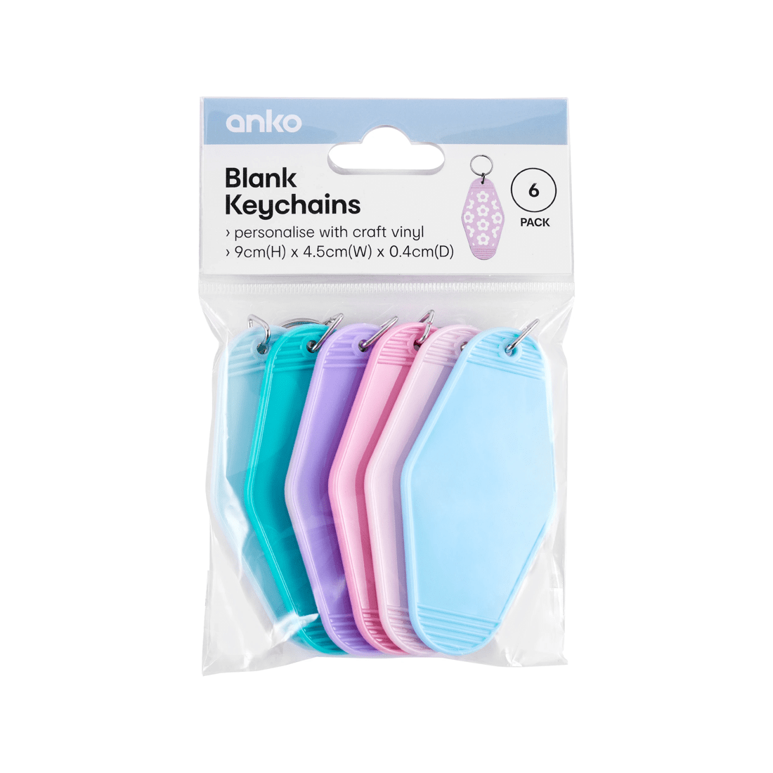 2 6 Pack Plastic Keychains, 2 of 2