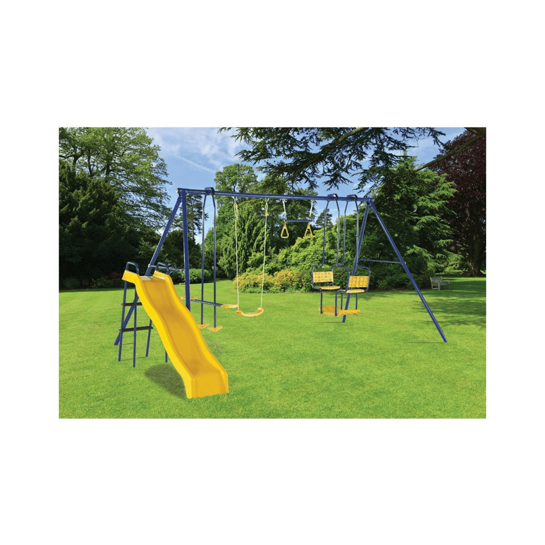 2 Plum Play Au 5 Unit Metal Swing Set With Slide Glider Monkey Bars Galvanised
 - Multi, 2 of 9