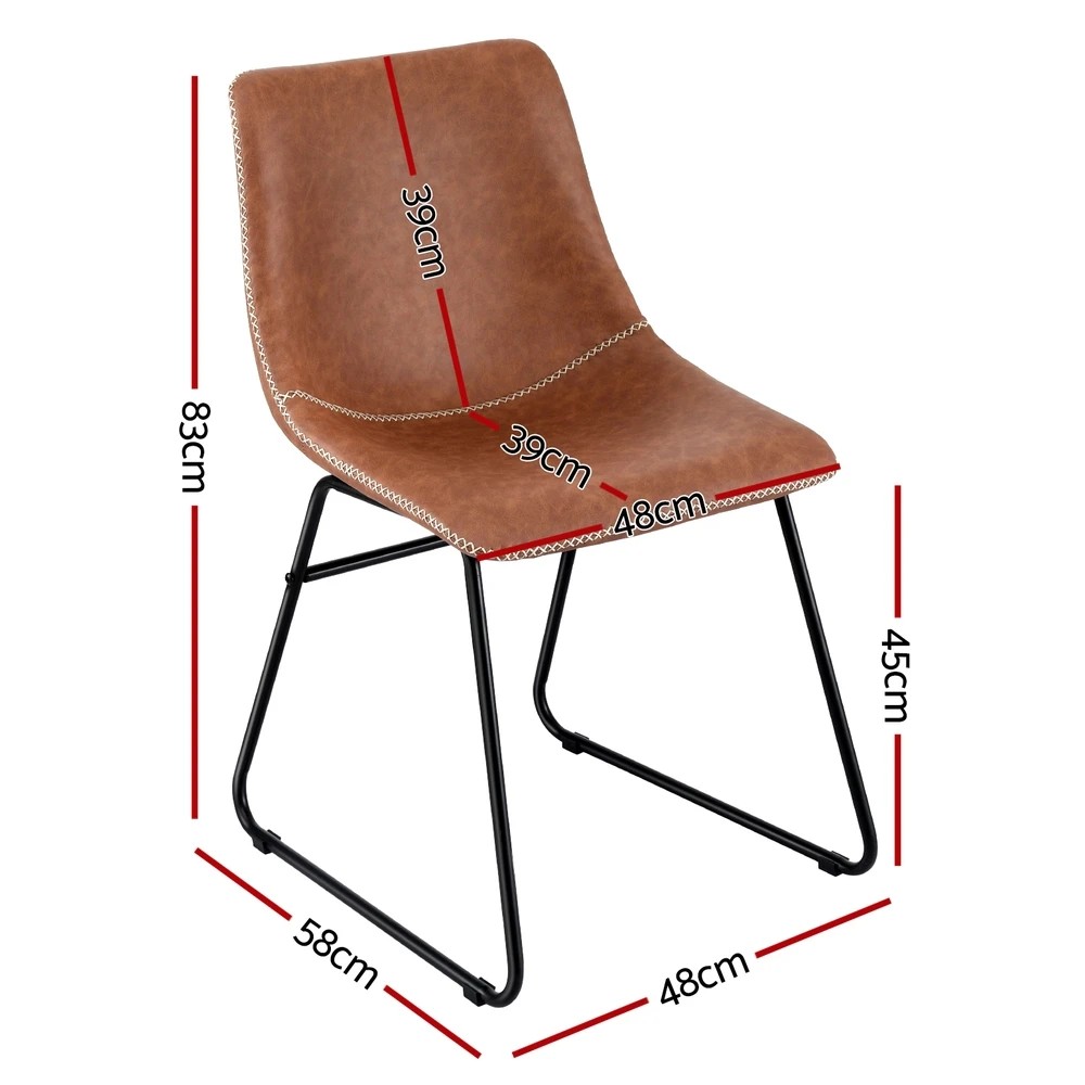 2 Artiss 4x Dining Chairs Retro PU Leather Kitchen Lounge Cafe Accent Chair - Brown, 2 of 6