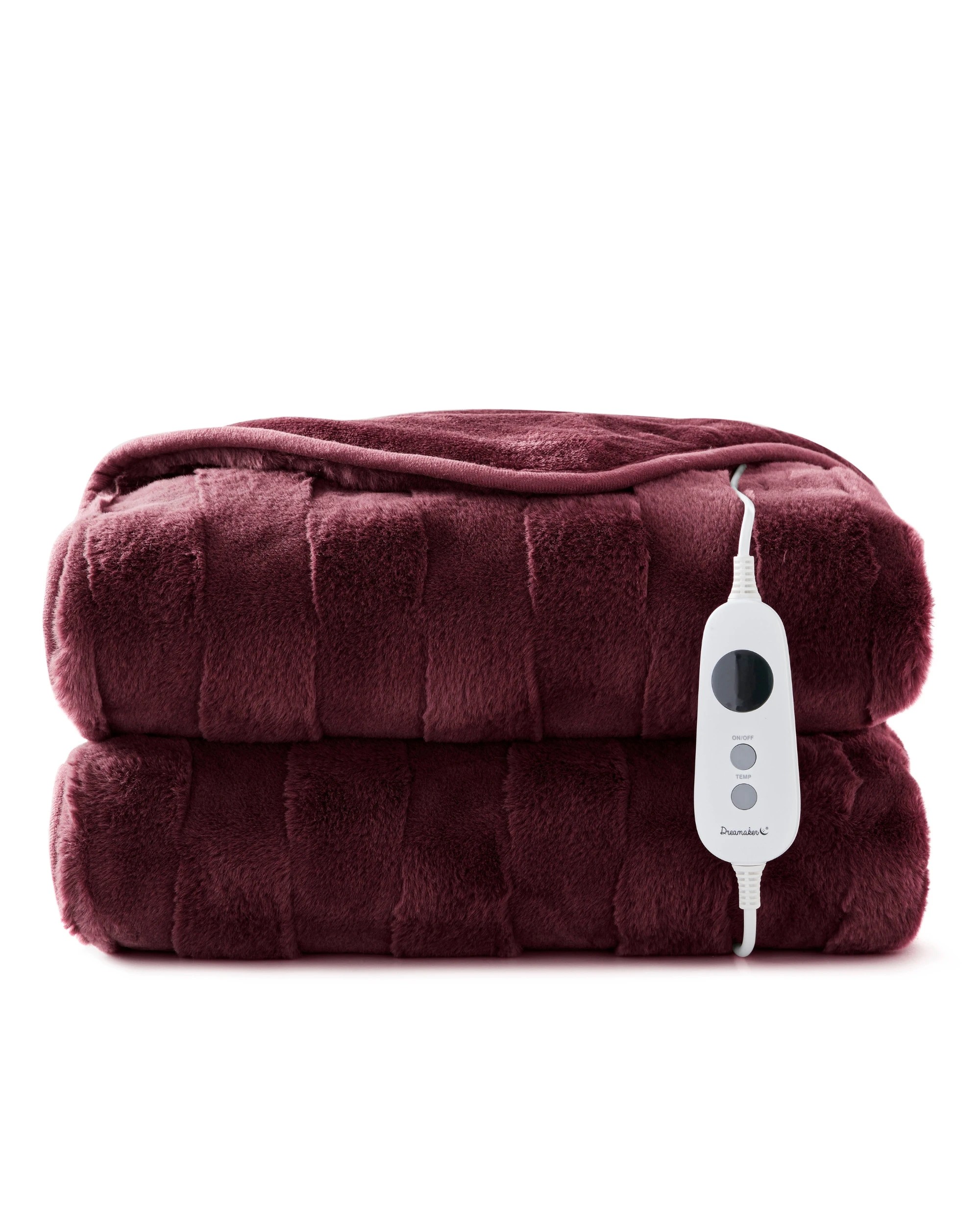 2 Dreamaker Basketweave Faux Fur Heated Throw 180x200cm - Cherry, 2 of 10