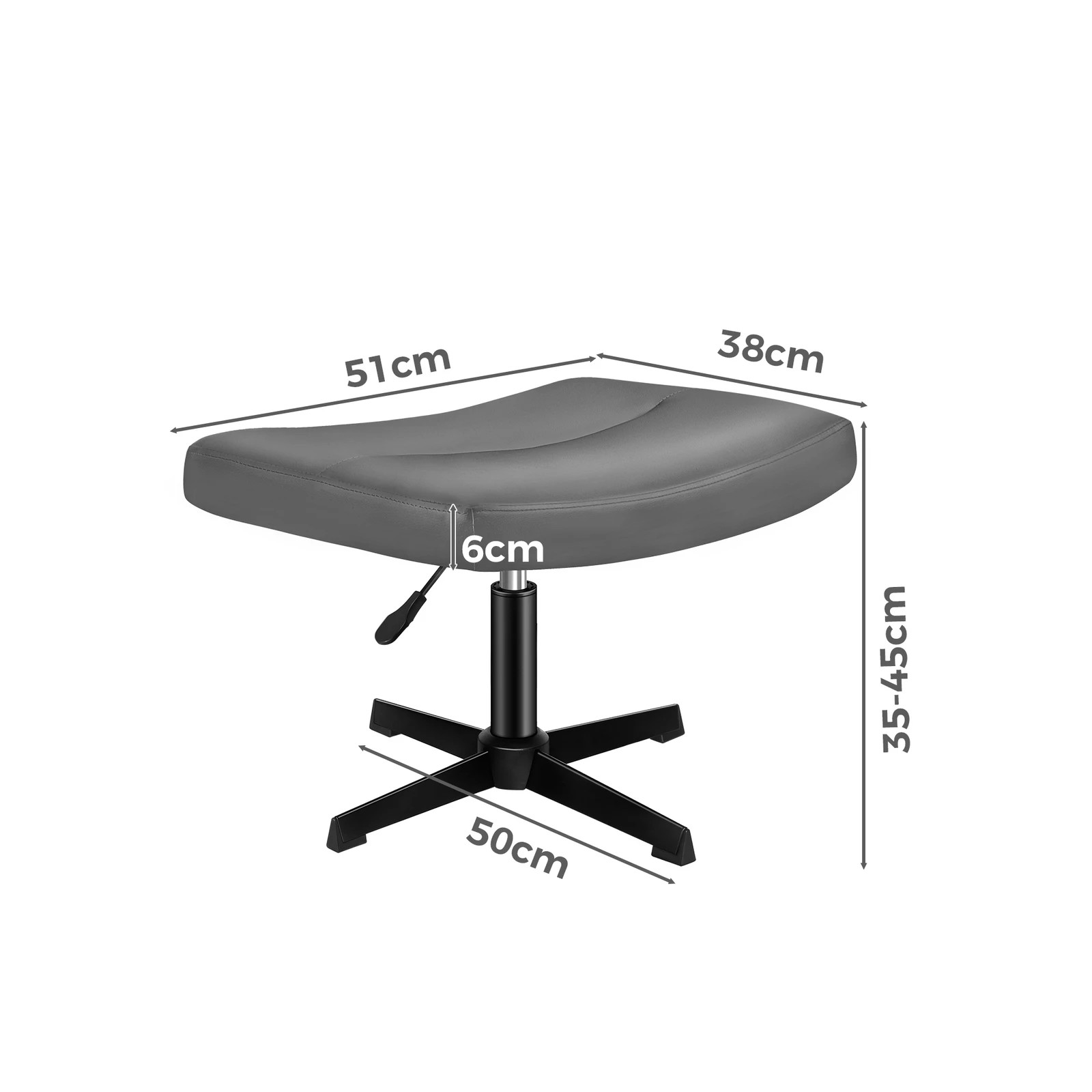 7 Alfordson Office Chair Computer Cross-legged Seat Work Ottoman PU Leather - Grey, 7 of 10