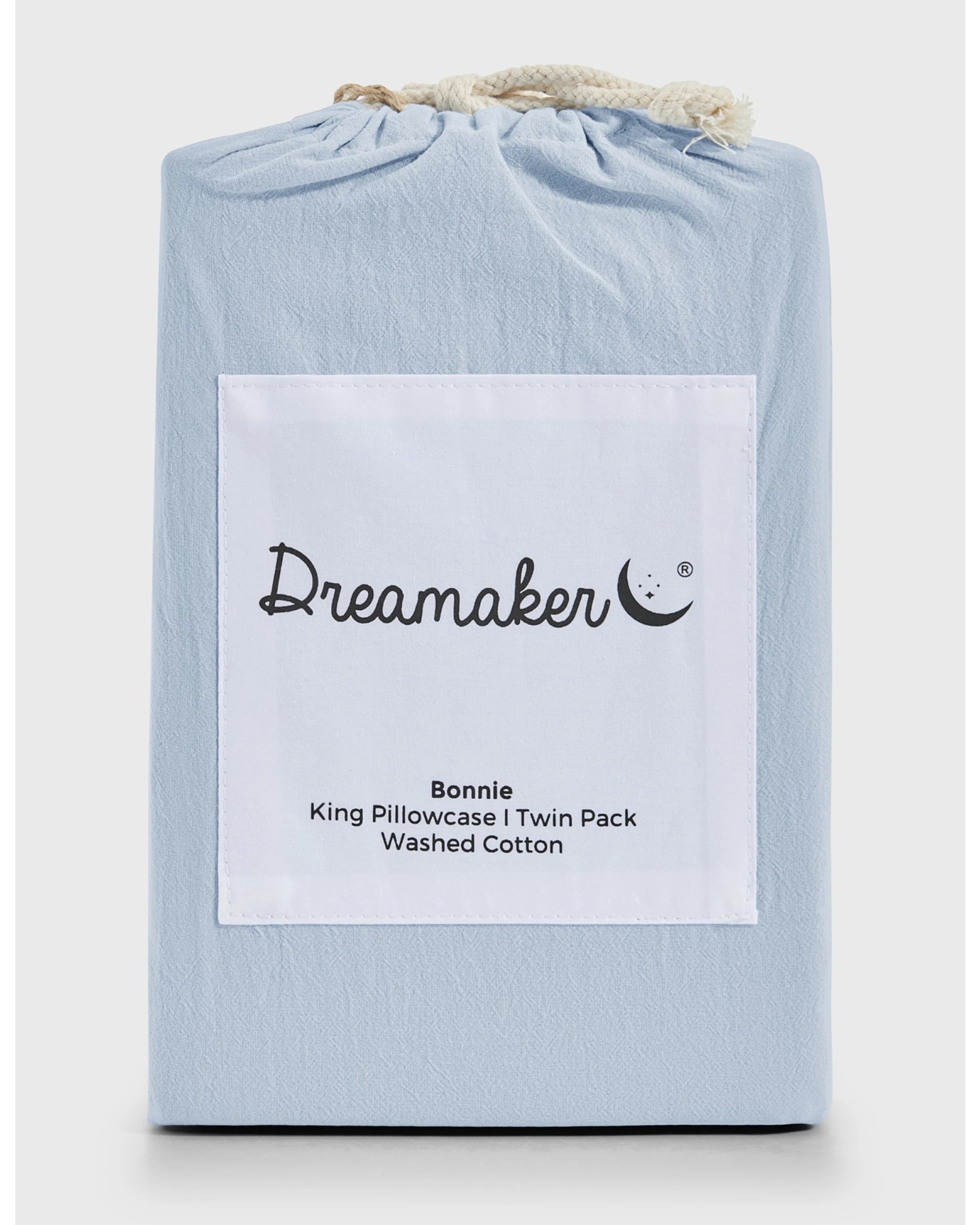 6 Dreamaker Bonnie Washed Cotton King Pillowcase Twin Pack 50x90cm - Sky, 6 of 6