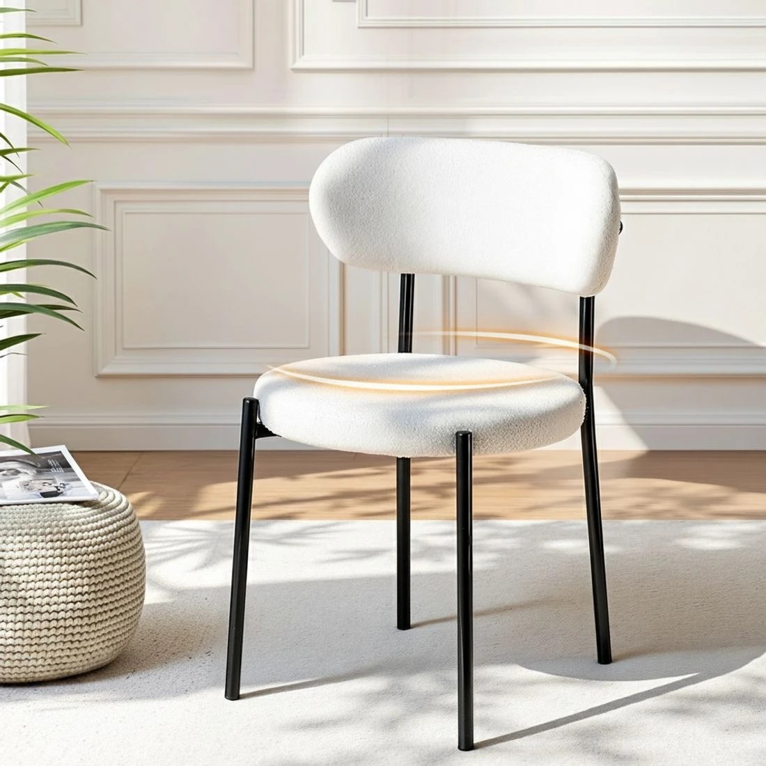 4 Artiss Dining Chairs Set of 4 Sherpa Boucle - White, 4 of 6