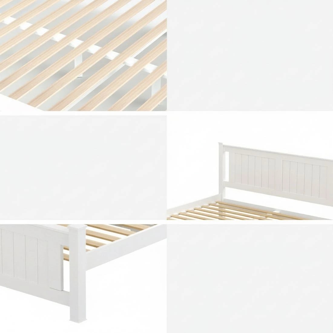 6 Artiss Bed Frame Double Size Wooden Platform with 2 Storage Drawers  RIO - White, 6 of 8