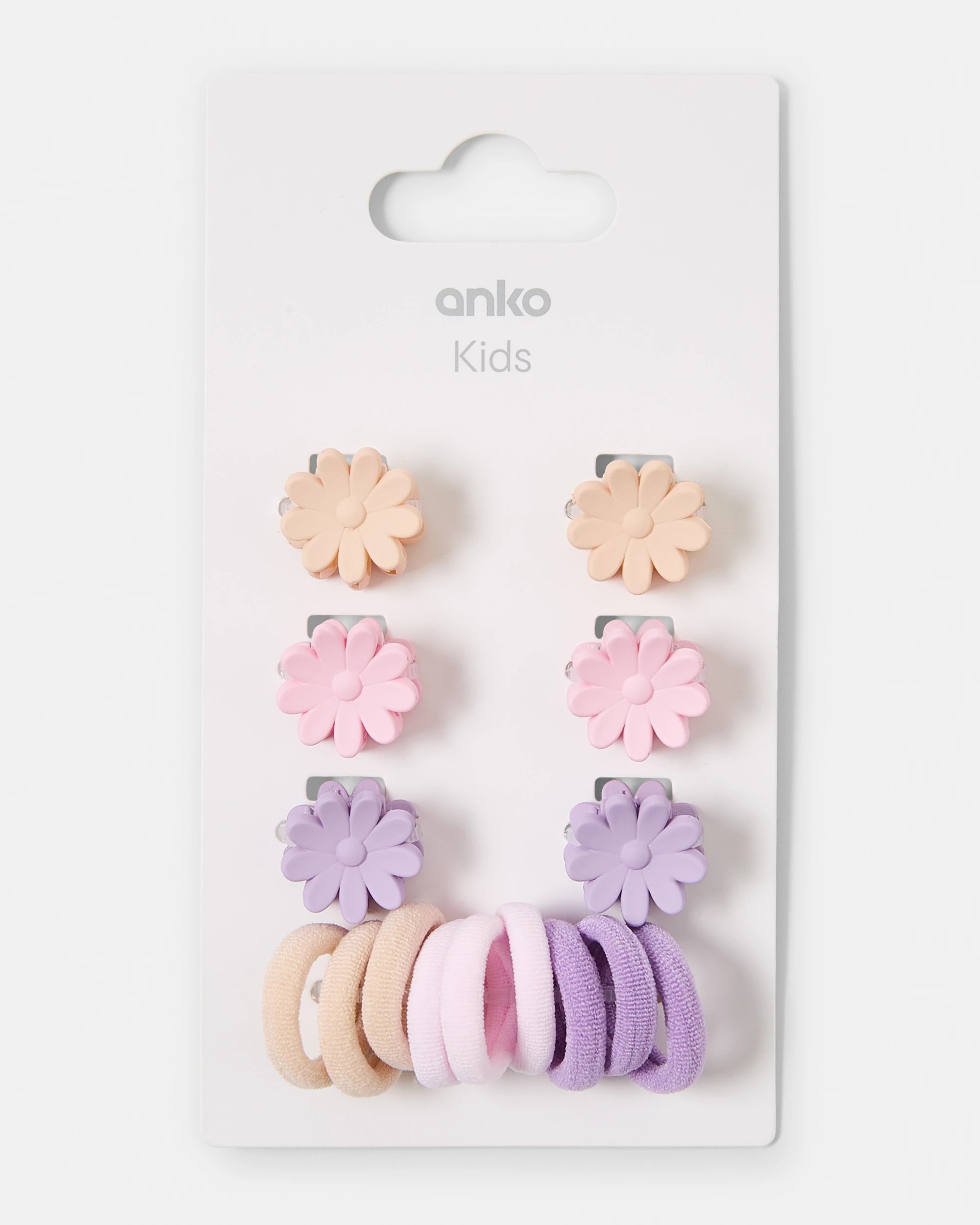 3 Flower Hair Set - Beige, Pink and Purple, 3 of 3