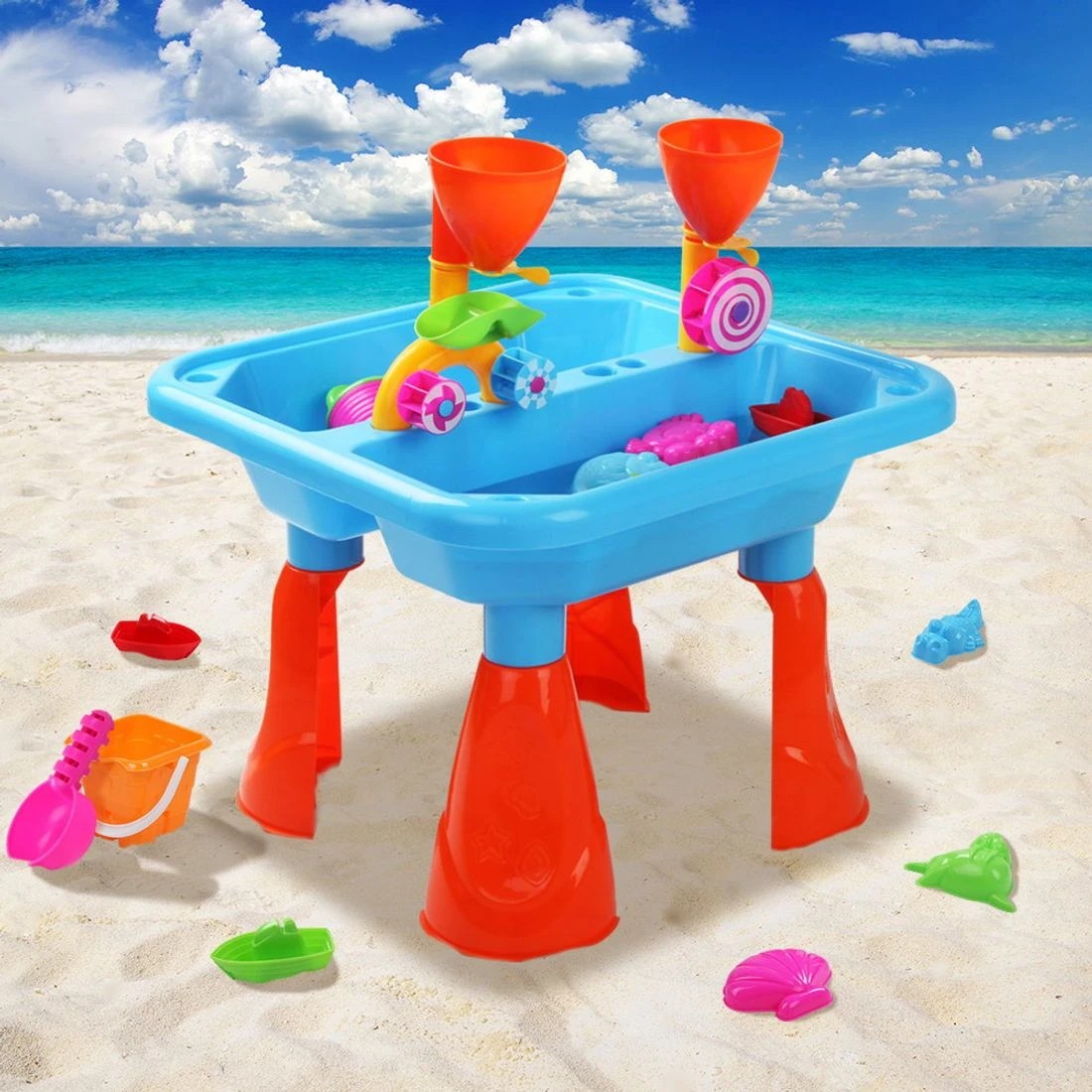 3 Keezi Kids Sandpit Pretend Play Sets Beach Toys Outdoor Sand Water Table Set - Multi, 3 of 9
