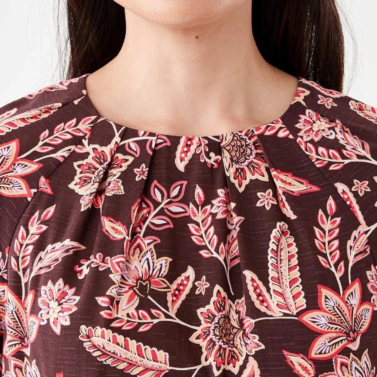 5 Short Sleeve Tuck Top CHINTZ WARM MULBERRY, 5 of 6