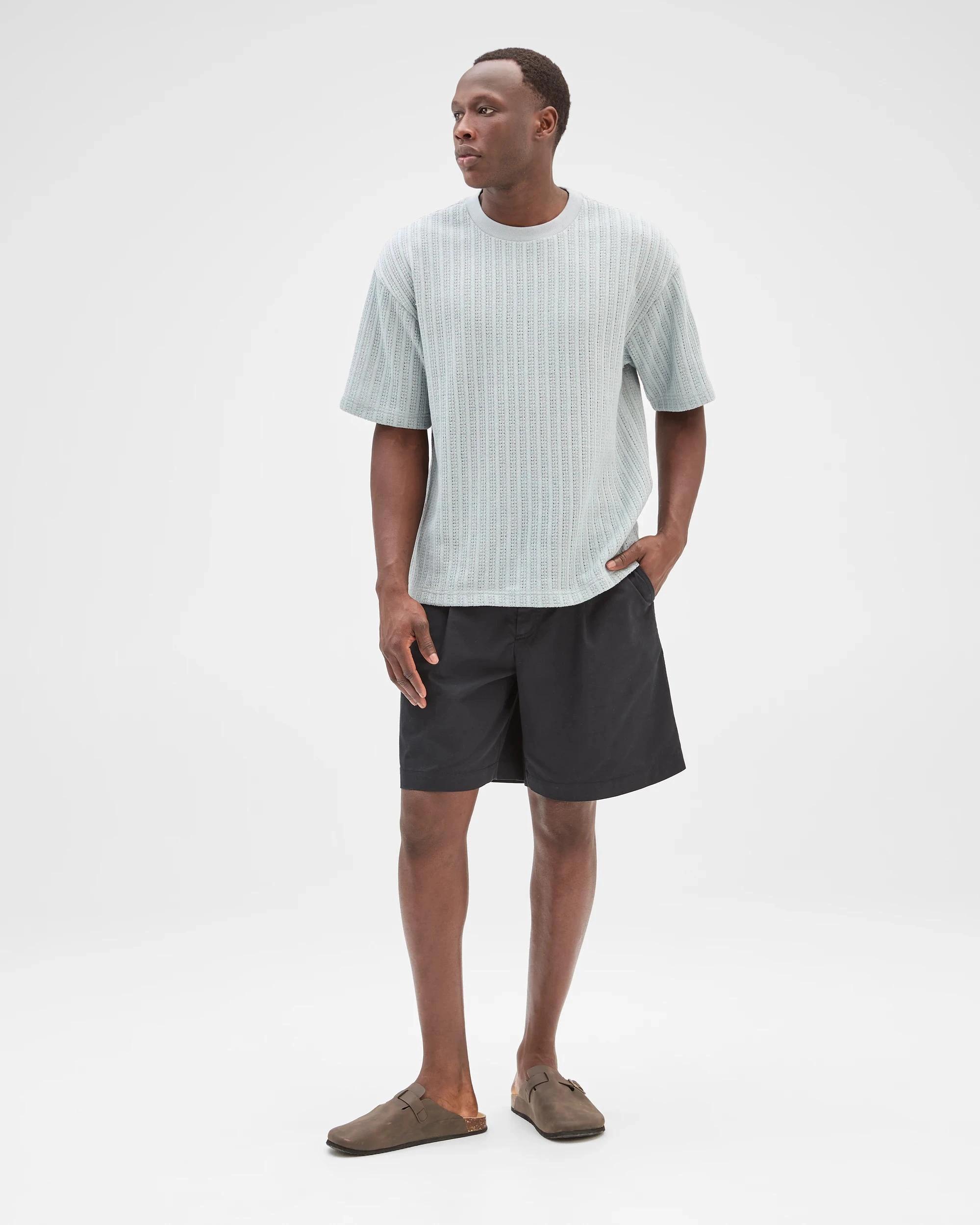 1 Commons Australian Cotton Blend Heavyweight Knit T-Shirt QUARRY BLUE, 1 of 5