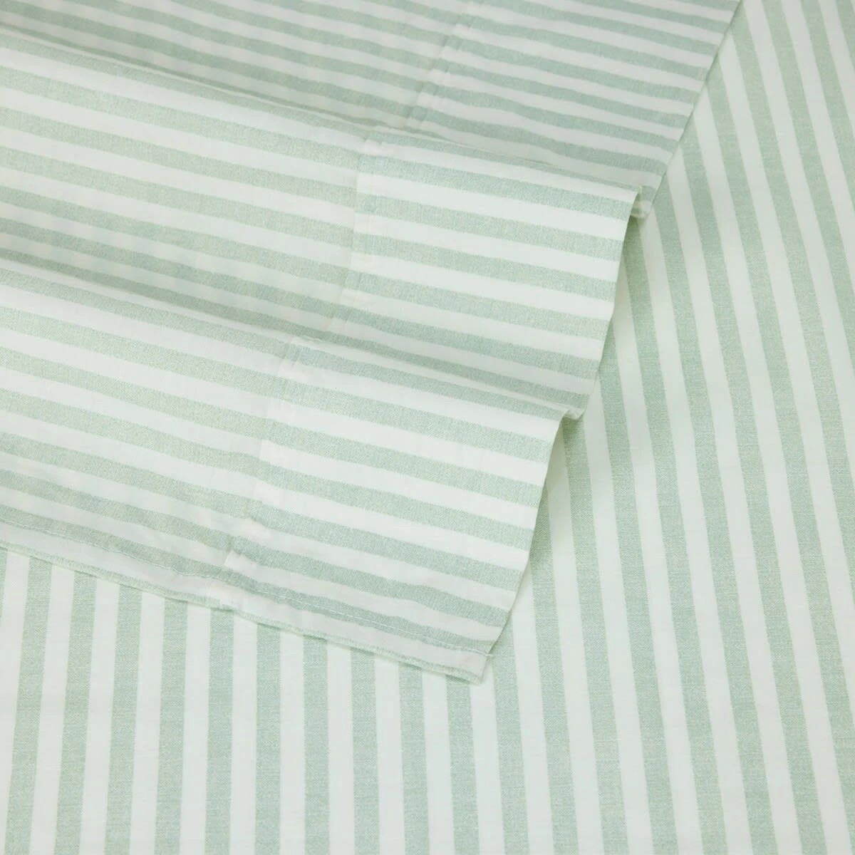 4 225 Thread Count Stripe Cotton Sheet Set - King Bed, Sage, 4 of 6
