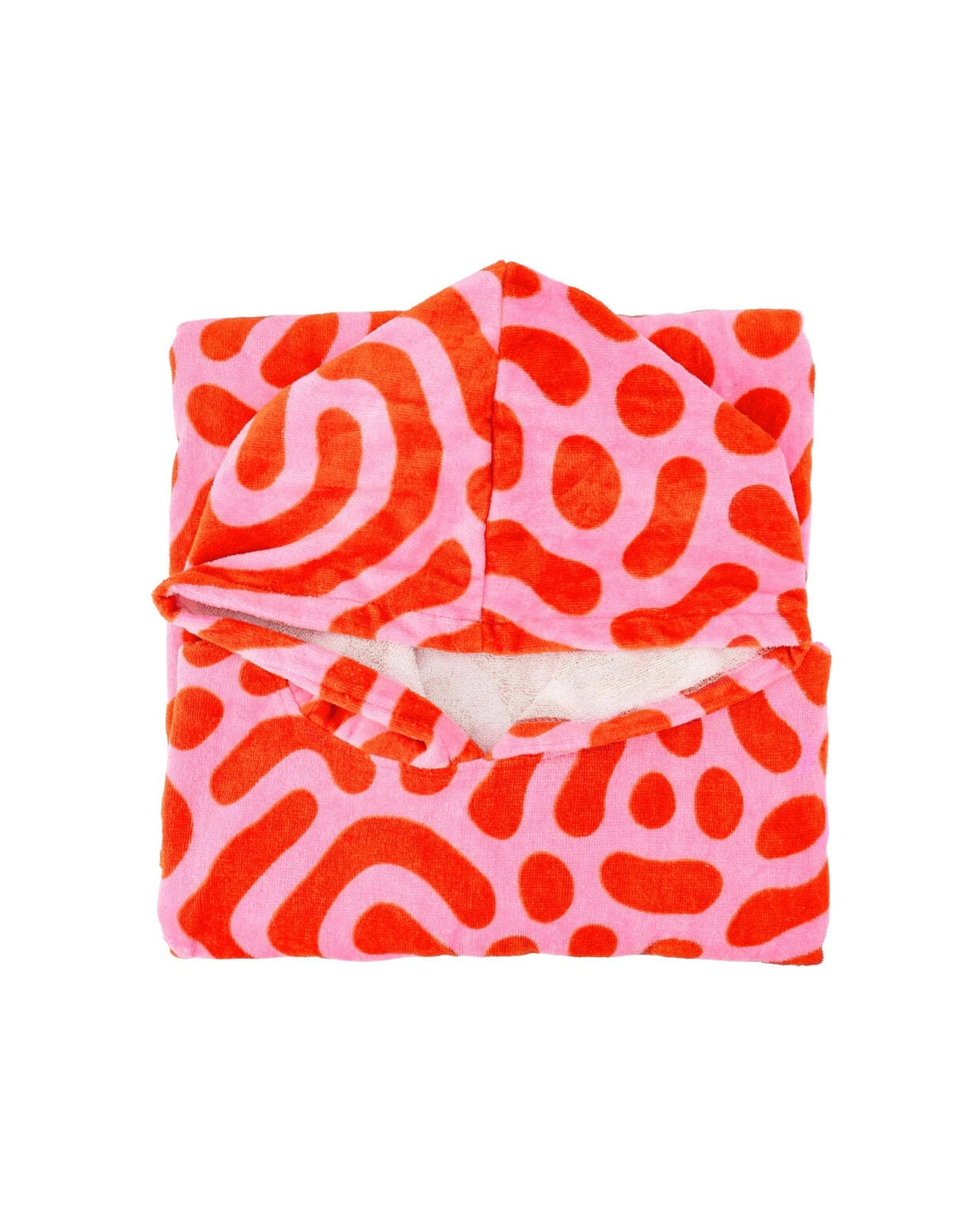 1 Annabel Trends Beach Poncho 100x82cm Cover Up Absorbent Towel Squiggles
 - Red, 1 of 5