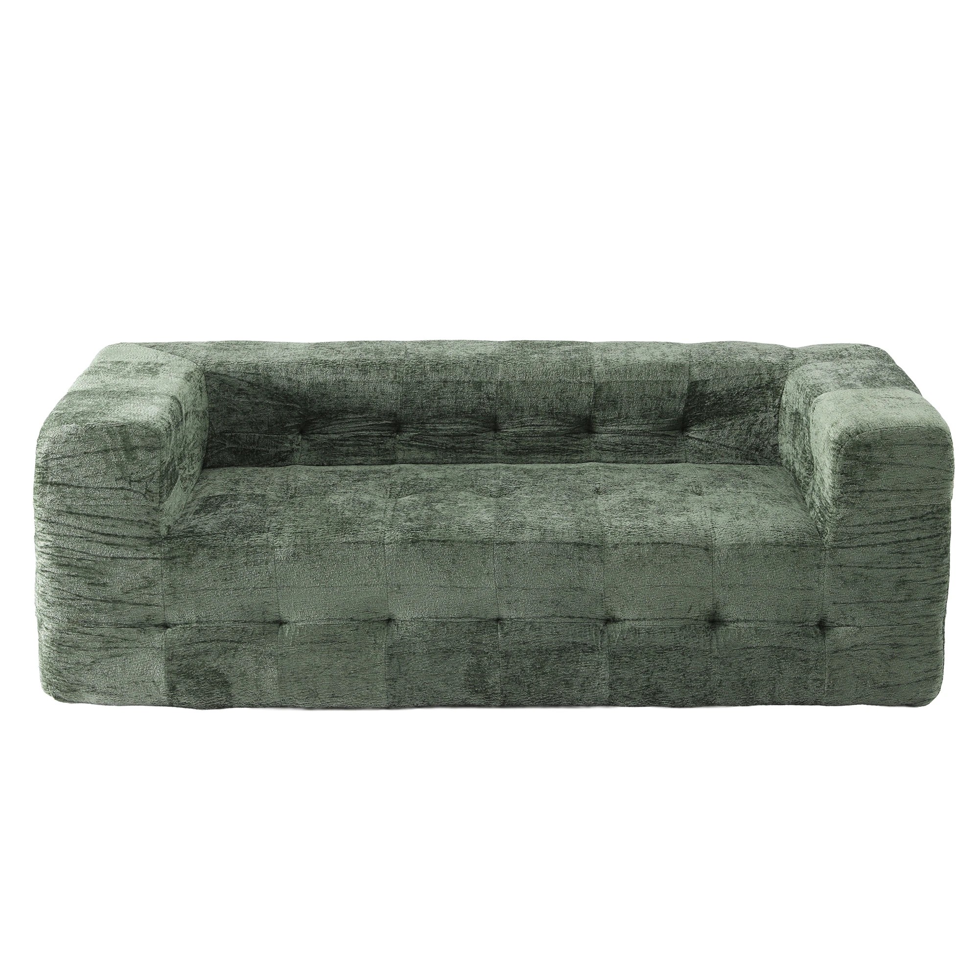 3 Artiss Comfort Boneless Sofa for Living Room Green Luxury Chenille - Green, 3 of 8