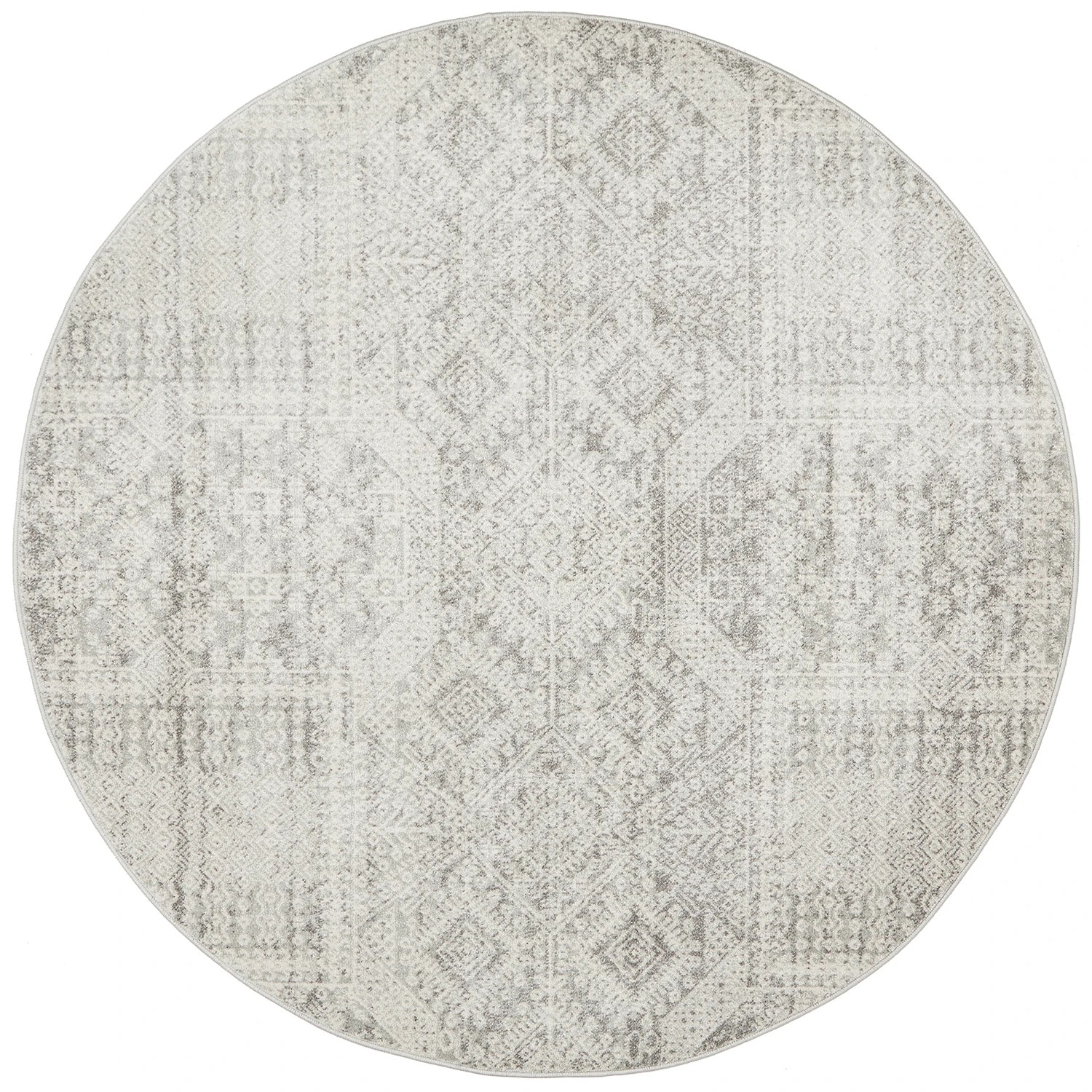 2 Common Ground Rugs Phantom 351 240x240cm - Large Round Power Loomed Pet Friendly Rug - Silver, 2 of 9