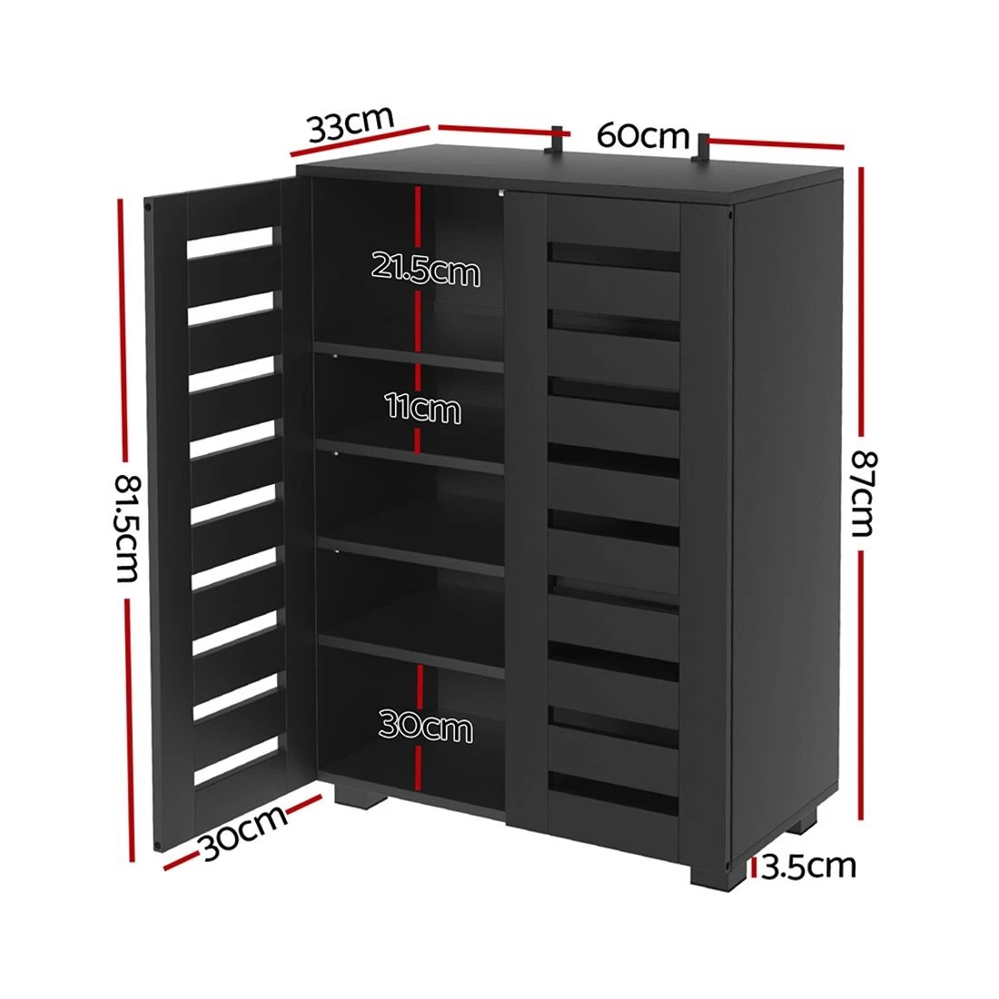 1 Artiss Shoe Rack Storage Cabinet 20 Pairs 5-tier - Black, 1 of 8