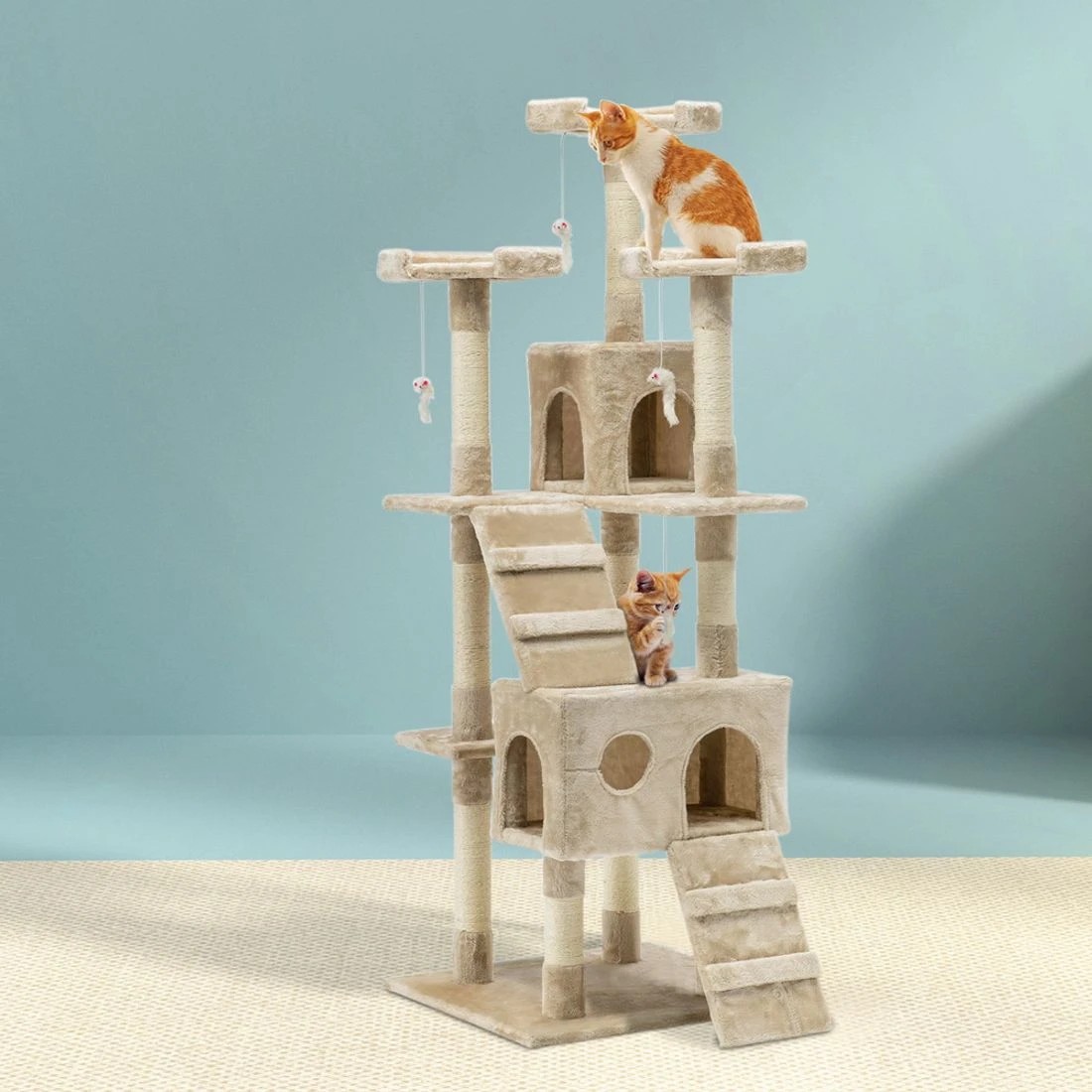 3 i.Pet Cat Tree 180cm Tower Scratching Post Scratcher Wood Condo House Toys - Beige, 3 of 7