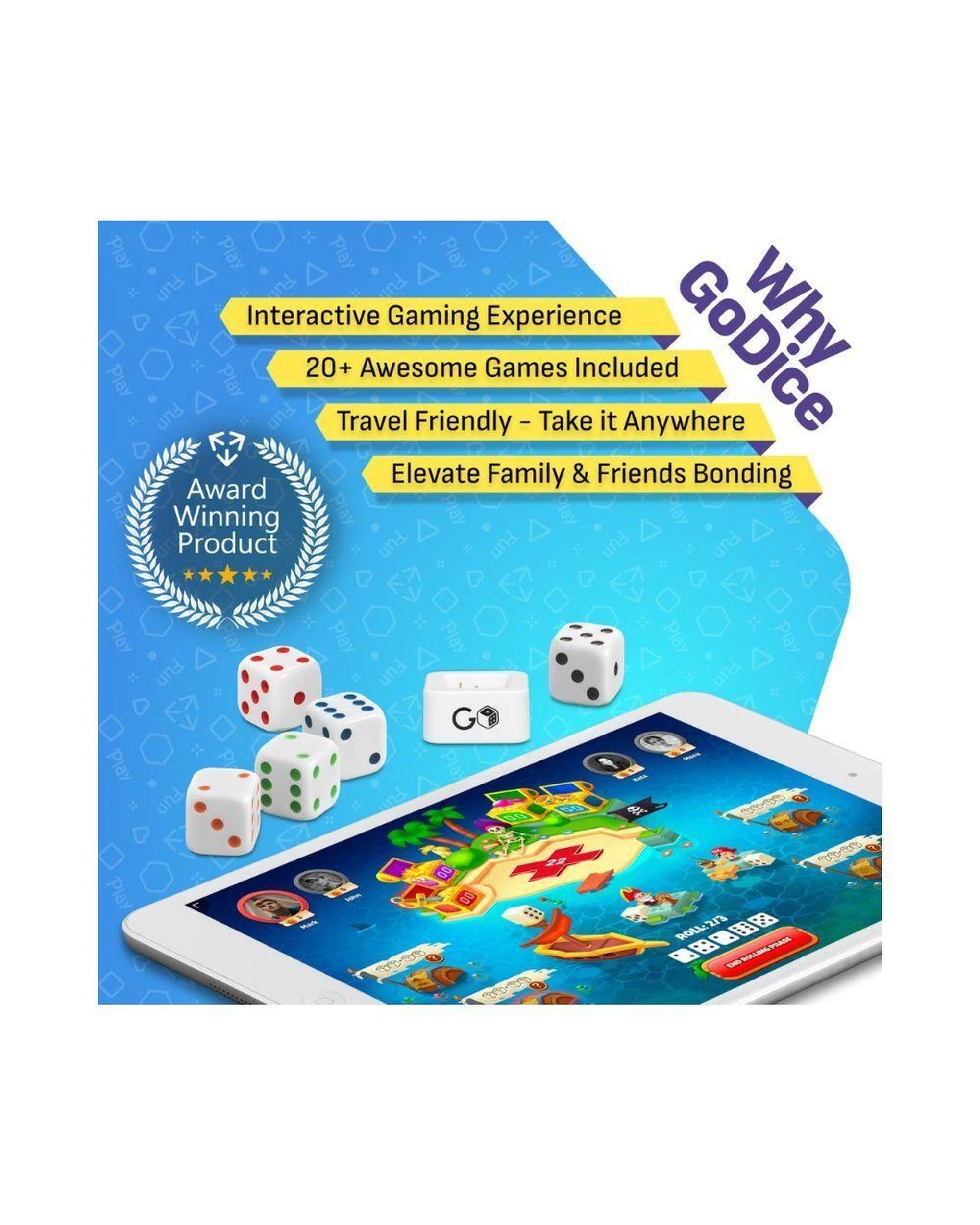5 Particula GoDice 5 Pack Smart Bluetooth Connected Dice with LED Lights and App Games Set, 5 of 8