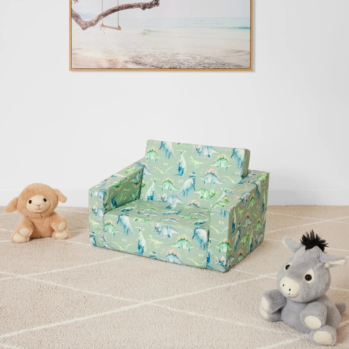 1 Dinosaur Flipout Kids Sofa - Green, 1 of 10