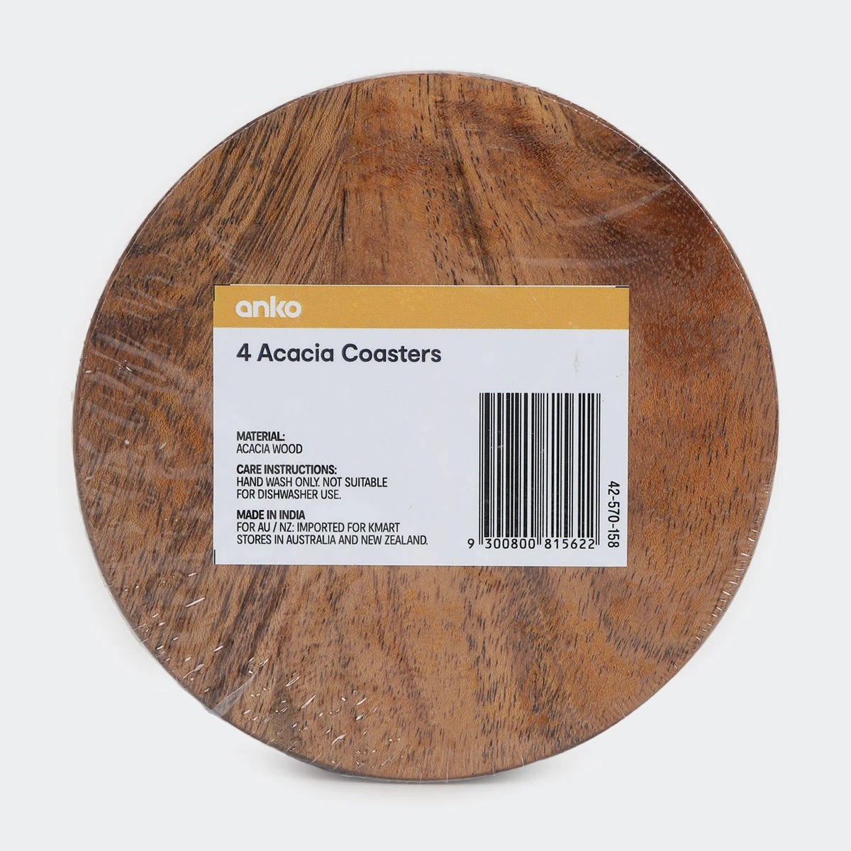 4 Set of 4 Acacia Wood Coasters, 4 of 4