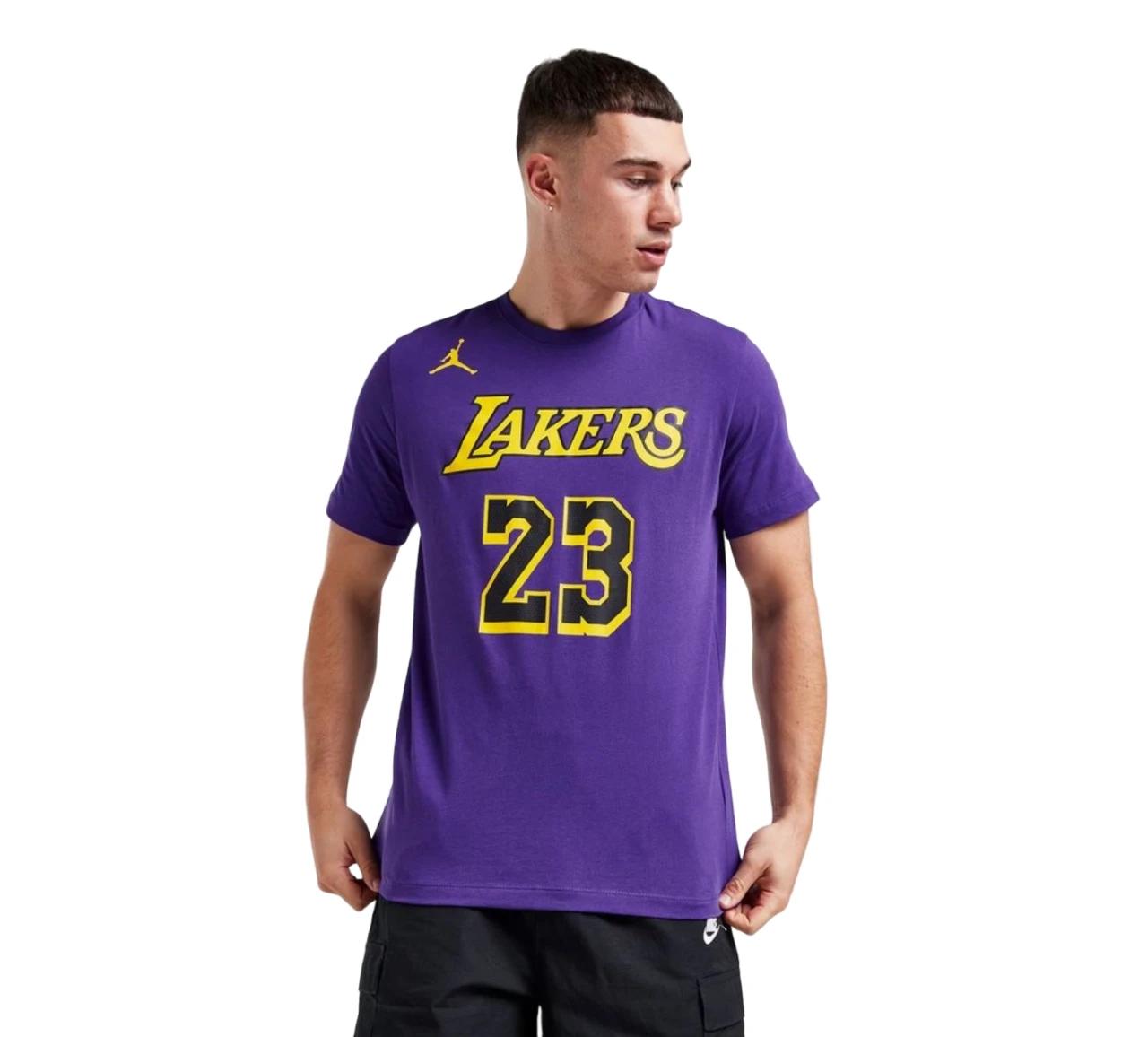2 Nike Mens Air Jordan NBA Lebron James Lakers Purple Statement Jersey T-Shirt PURPLE, 2 of 7